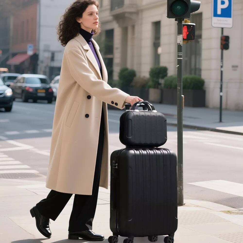 Alt View 7. HONGGE - 4 Piece Hardshell Luggage Set with TSA Locks Spinner Wheels and Telescoping Handle - Black.