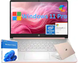 HP - Upgraded - 14'' Laptop-Intel N150 Processor-16GB Memory-128GB UFS-Windows 11 Pro - Rose Gold