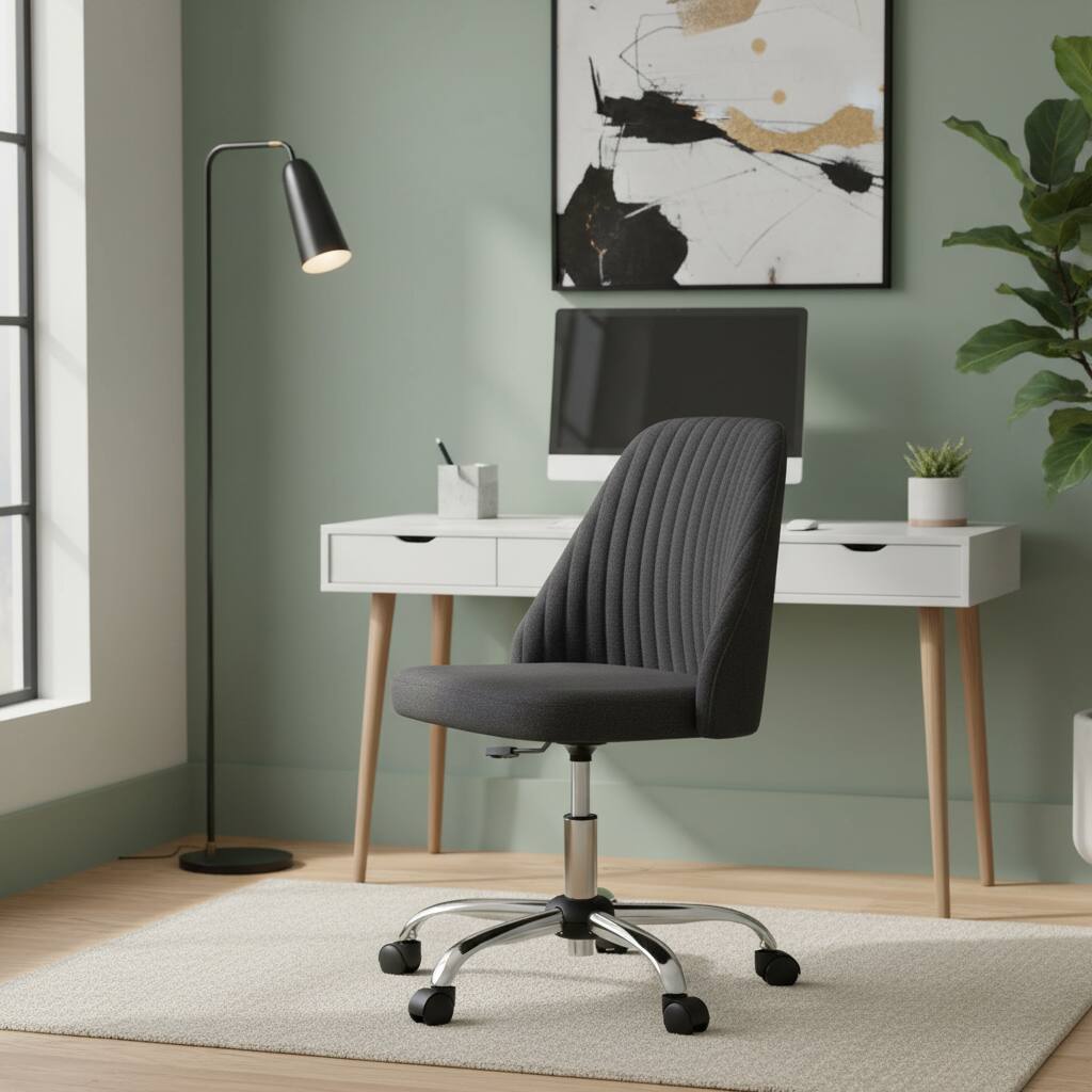 Alt View 6. AOITUN - Office chair charcoal gray - armless desk chair with wheels for home office - comfy wide seat computer task chair - Gray.