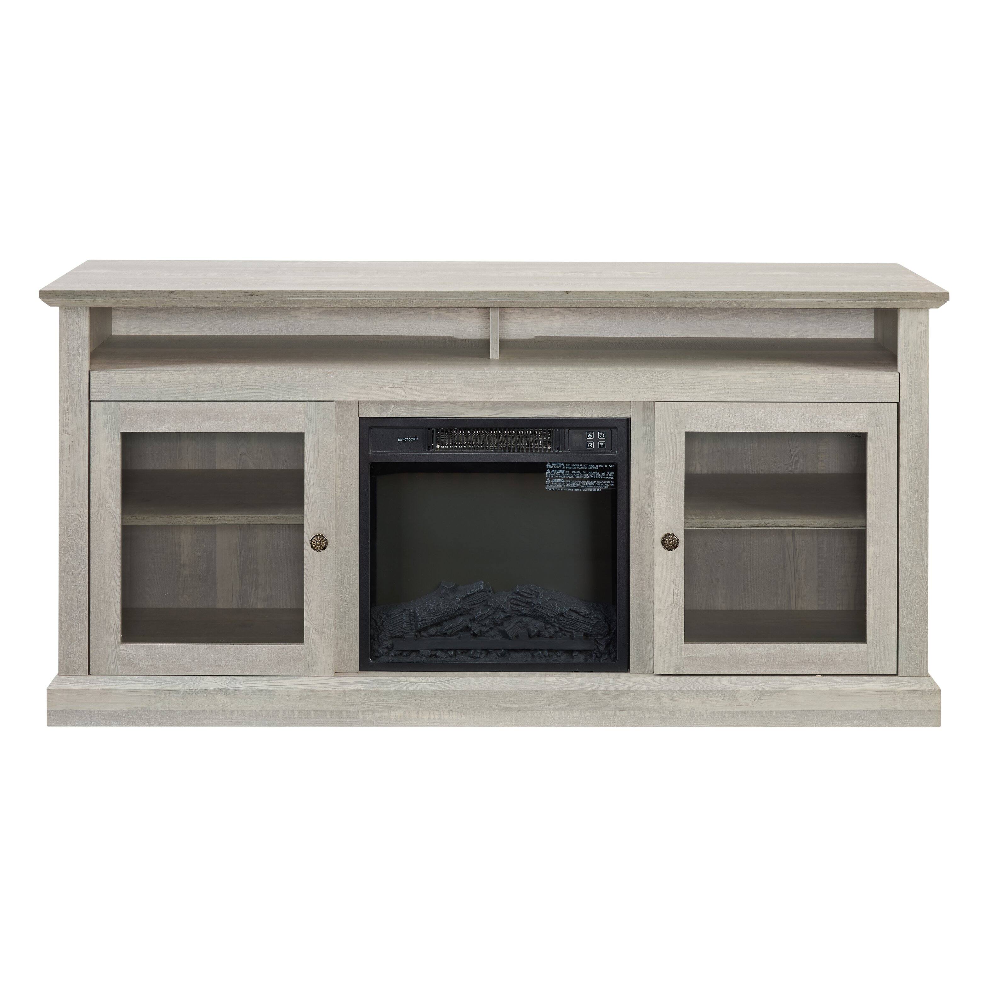 Alt View 2. TinyHomie - 60inch W Contemporary TV Media Stand 18inch Fireplace Insert Stone Gray.
