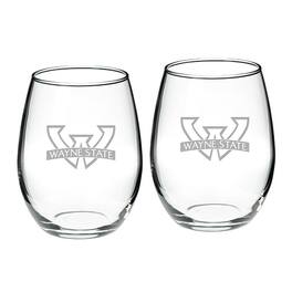 Jardine - Wayne State Warriors 21oz. 2-Piece Stemless Wine Glass Set - Multicolor