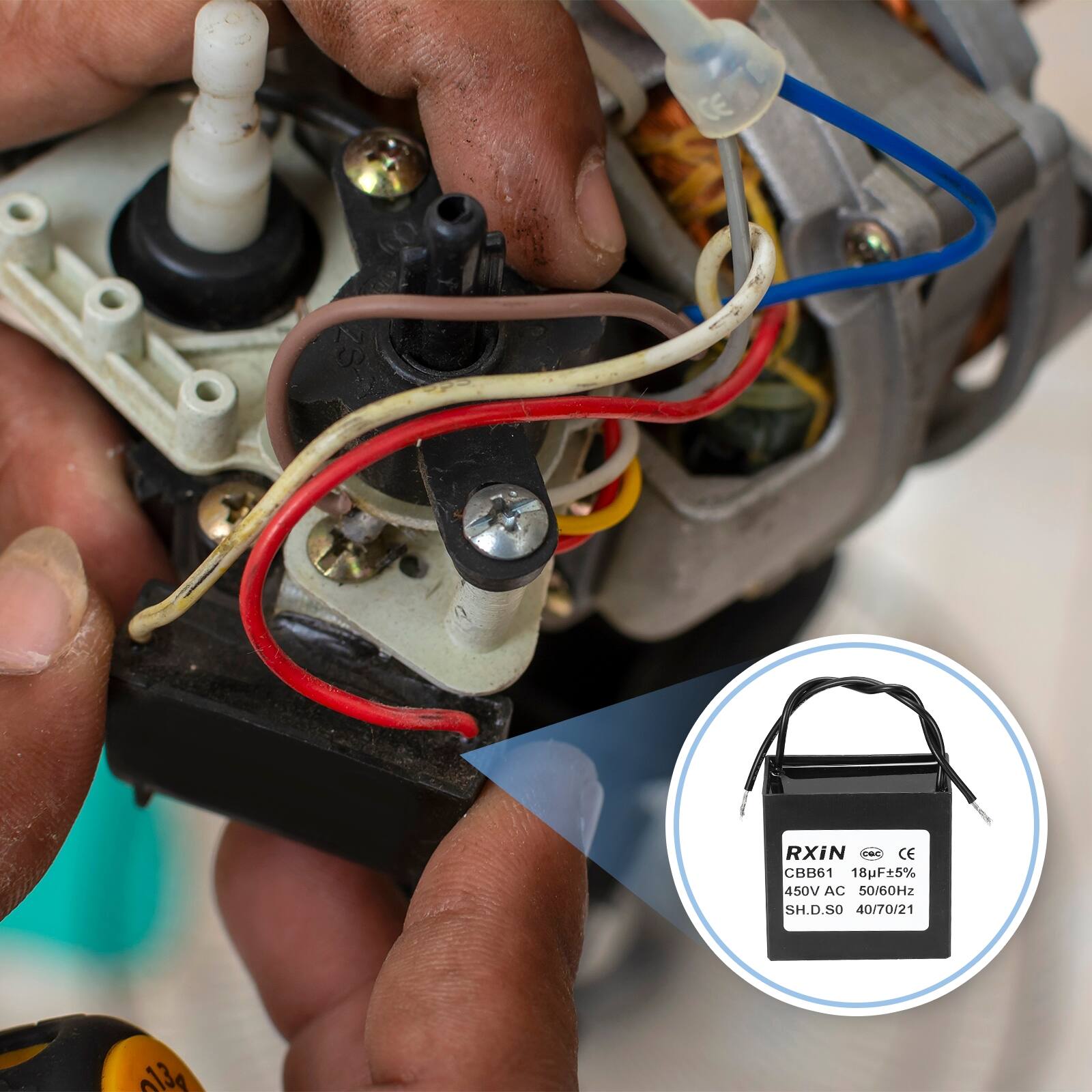 RXiN  
CBB61 18pF±5% 450V AC 50/60Hz  
SH.D.SO 40/70/21