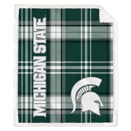 Pegasus - Michigan State Spartans 50" x 60" Playmaker Plaid Ultra Cozy Sherpa Throw - Multicolor