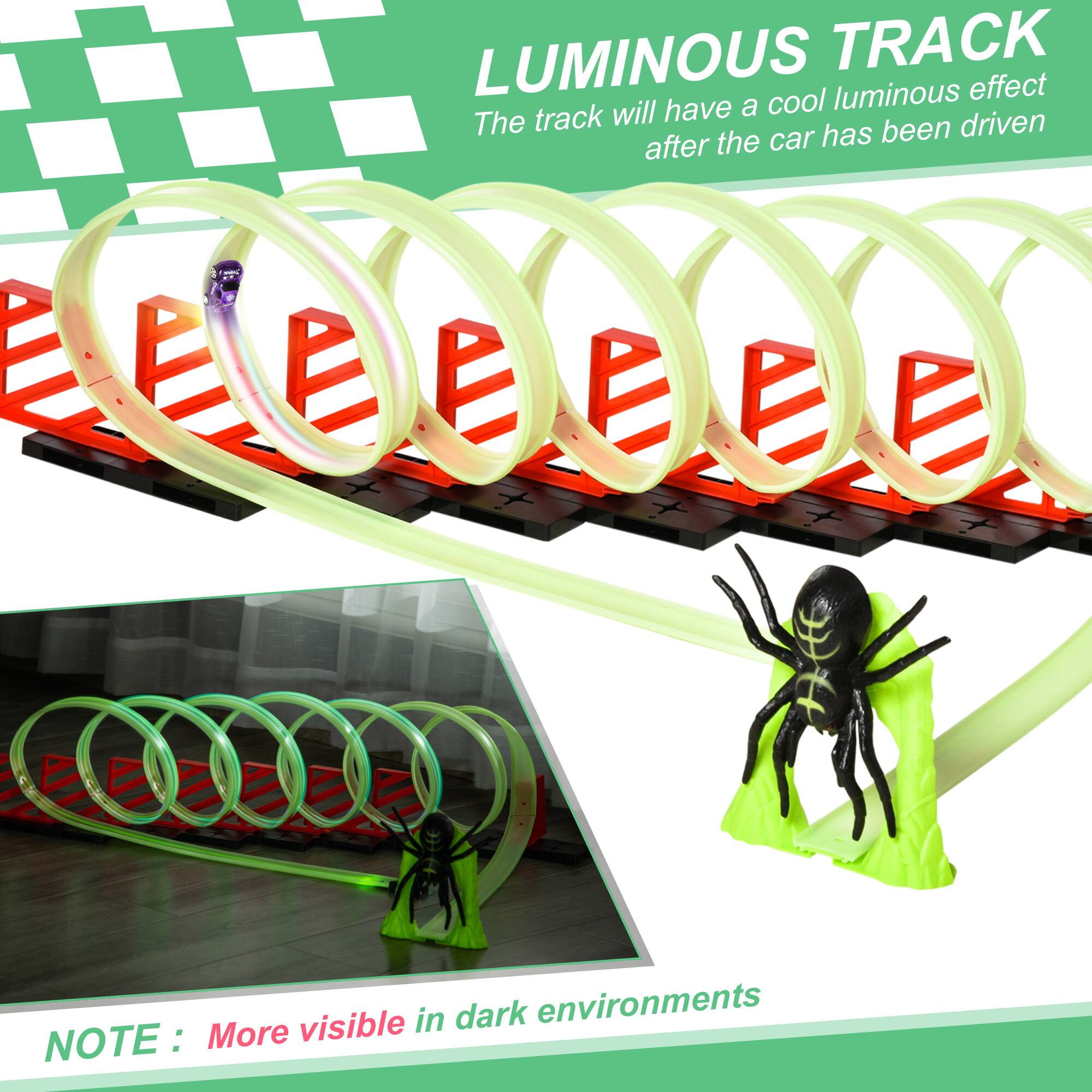 LUMINOUS TRACK  
The track will have a cool luminous effect after the car has been driven  

NOTE: More visible in dark environments