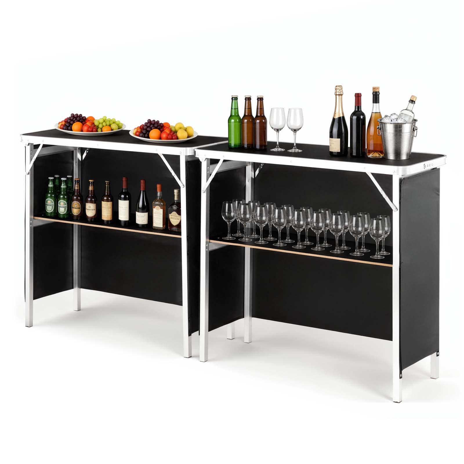 Alt View 5. VEVOR - Folding Portable Bar Table,2 pcs, 38.6 x 15.2 x 34.3 in, with Carry Bag, Storage Shelf, Detachable Skirt, Quick and Easy - Black.