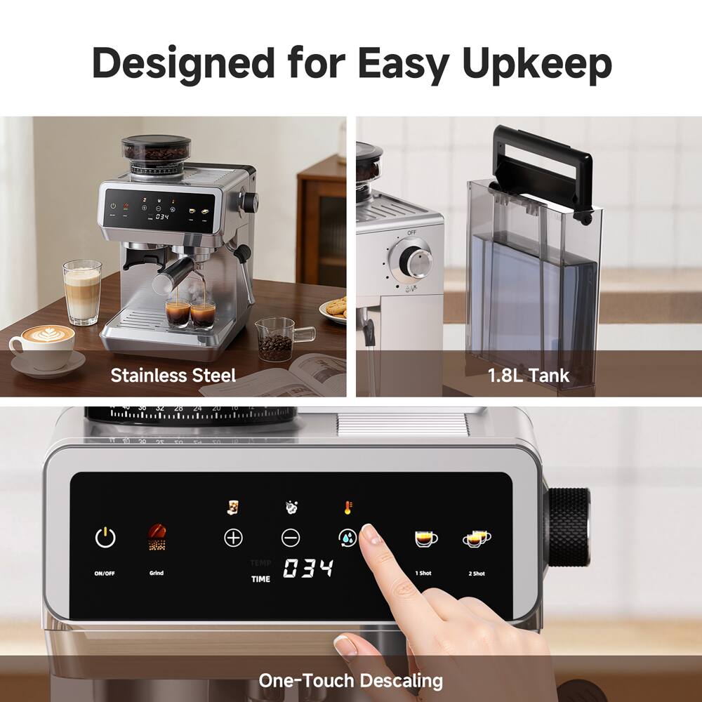 Designed for Easy Upkeep

Stainless Steel

1.8L Tank

One-Touch Descaling