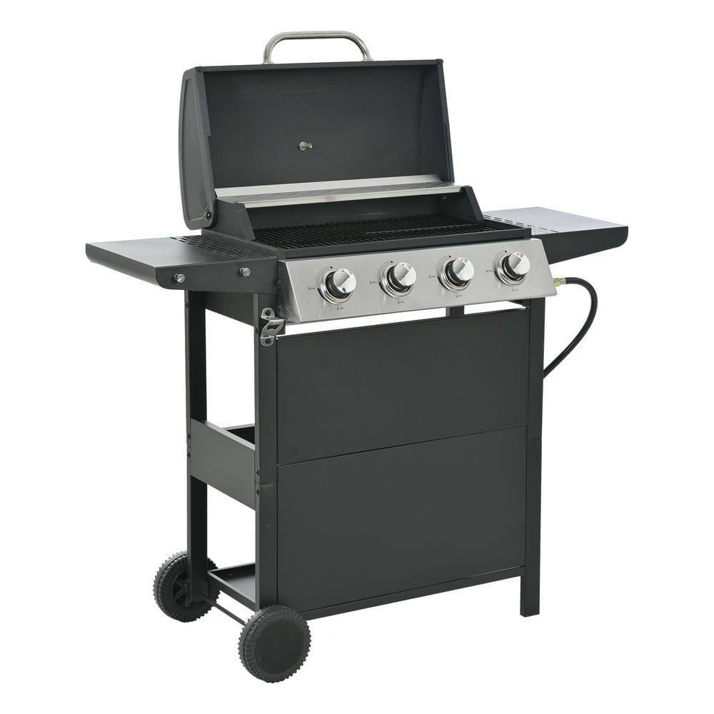 Alt View 1. Resenkos - Propane Gas Grill 4 Burner Barbecue Grill, Stainless Steel 34,000 BTU Patio Garden Barbecue Grill, Black.