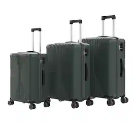 Winado - 3-in-1 20" 24" 28" Trolley Carry On Luggage Set Spinner Wheels Lightweigh Hardside PP Suitcase Sets with Built-in Lock - Green