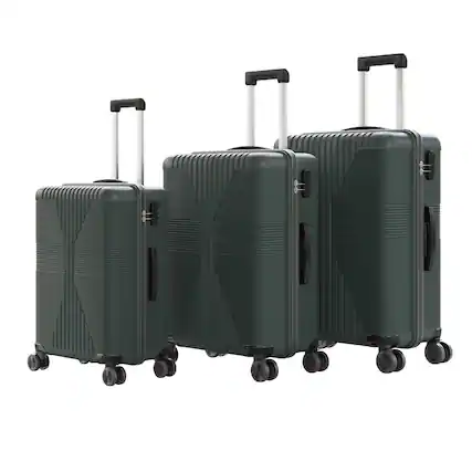 Front. Winado - 3-in-1 20" 24" 28" Trolley Carry On Luggage Set Spinner Wheels Lightweigh Hardside PP Suitcase Sets with Built-in Lock - Green.