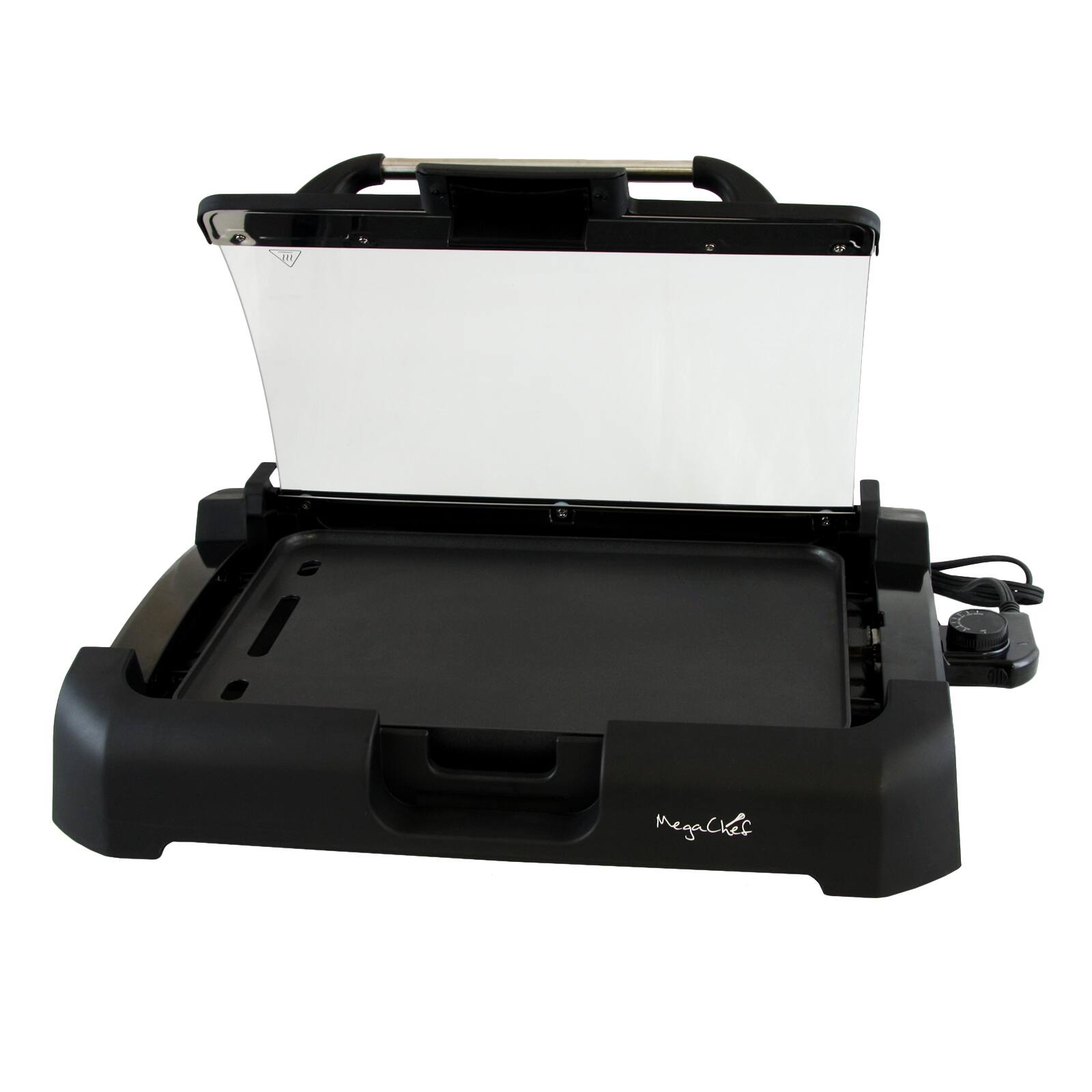 Alt View 1. MegaChef - Megachef Reversible Indoor Grill and Griddle with Removable Glass Lid - Black.