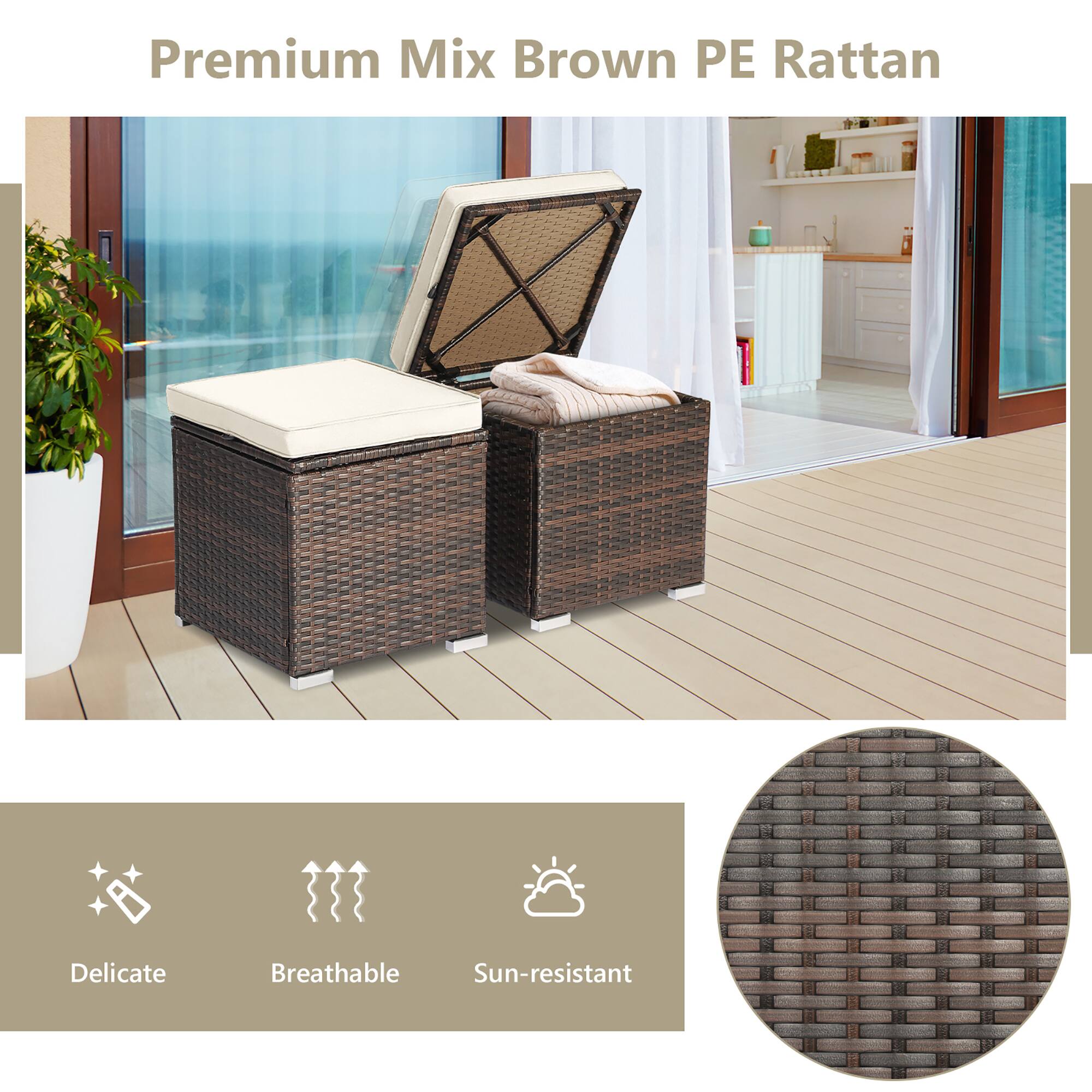 Premium Mix Brown PE Rattan Delicate Breathable Sun-resistant