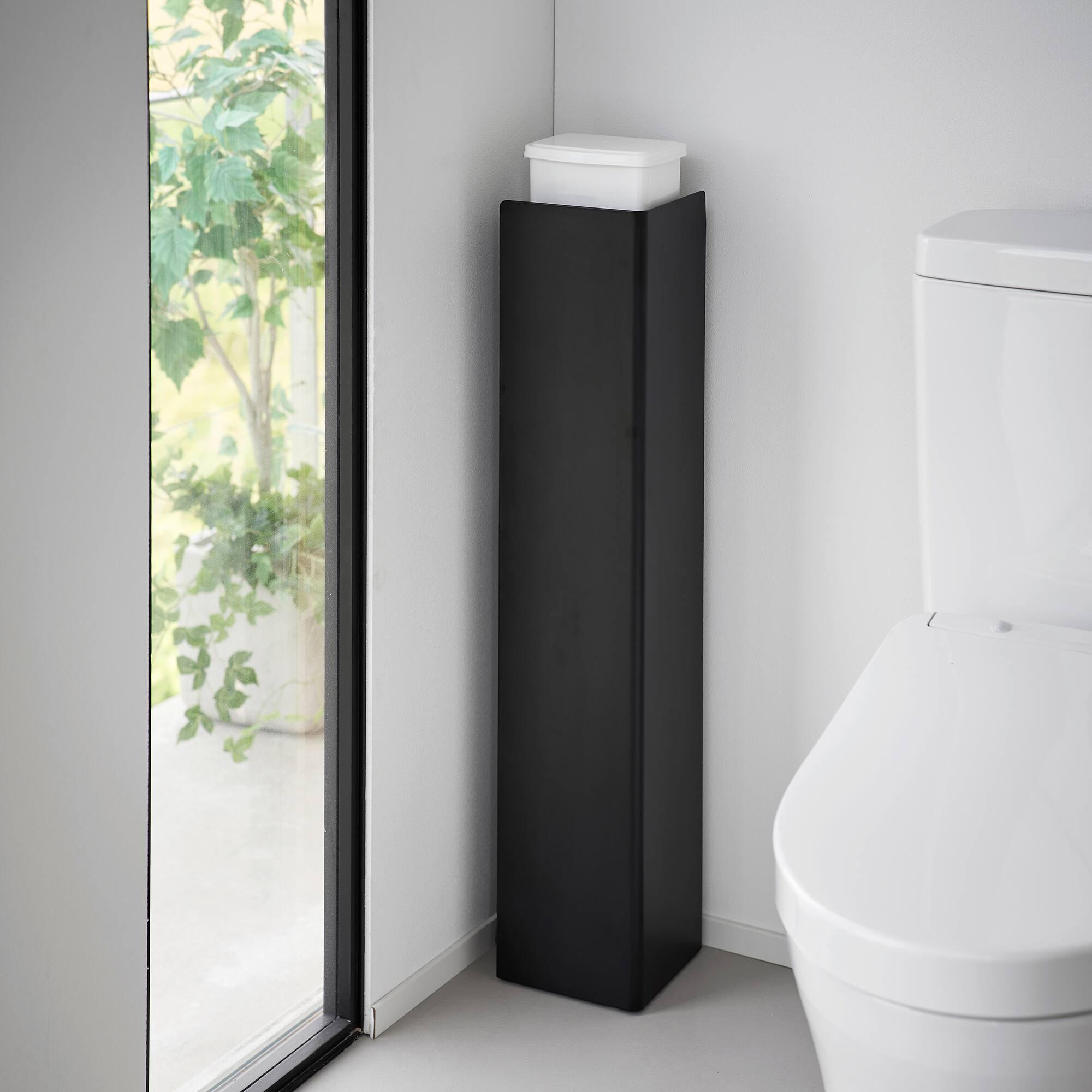 Angle. Yamazaki Home - Rolling Bathroom Organizer - Steel - Black.