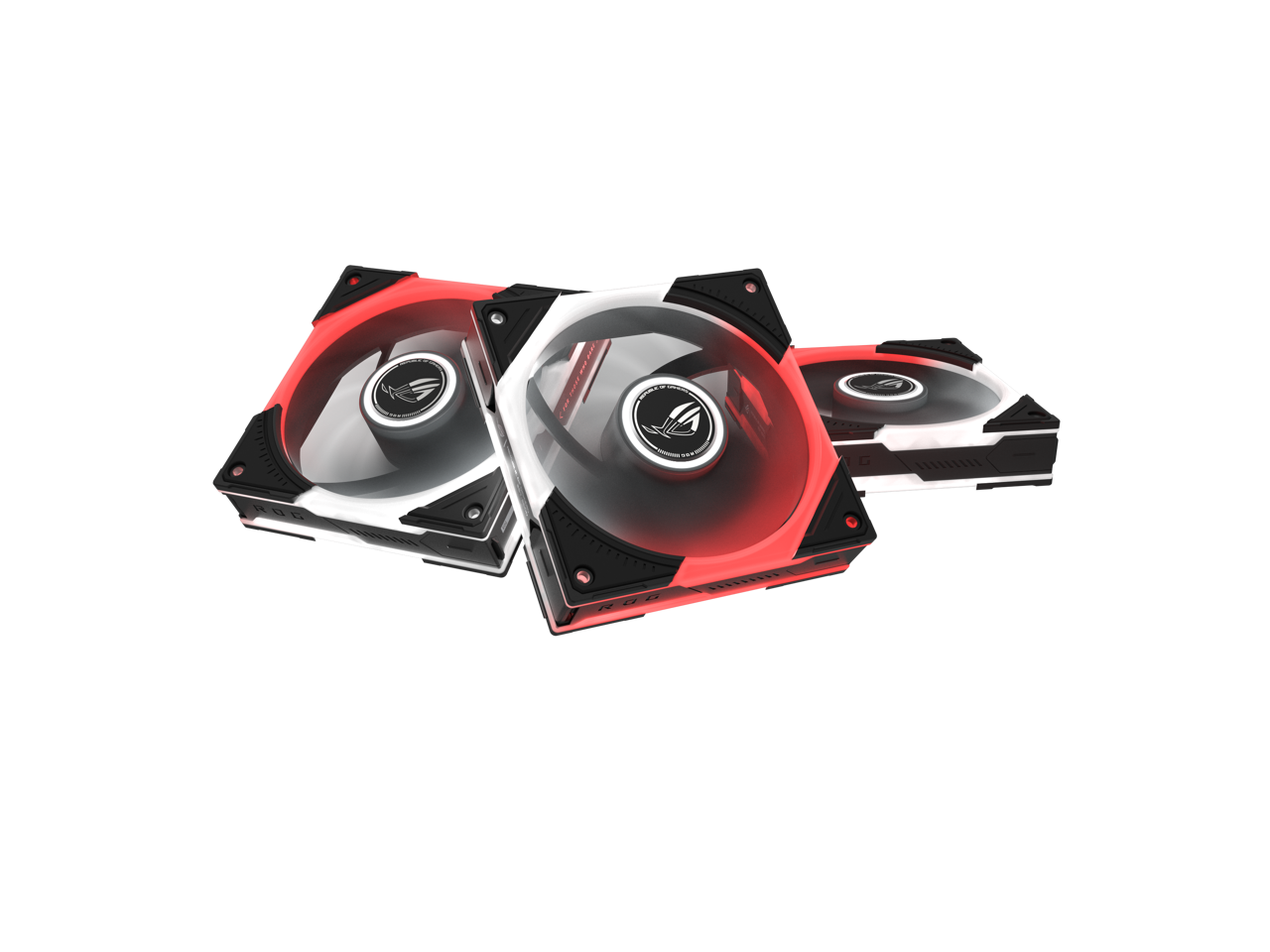 Front. ASUS - ASUS ROG Eurux GR120 ARGB PWM Fan Triple Pack 120mm 2600RPM Daisy-Chained, Custom Lighting, Fan Hub - Black.