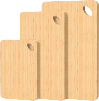 Front. PARKER SLATER - Wood Cutting Board Set of 3, Knife-Friendly, with Handle Holes.