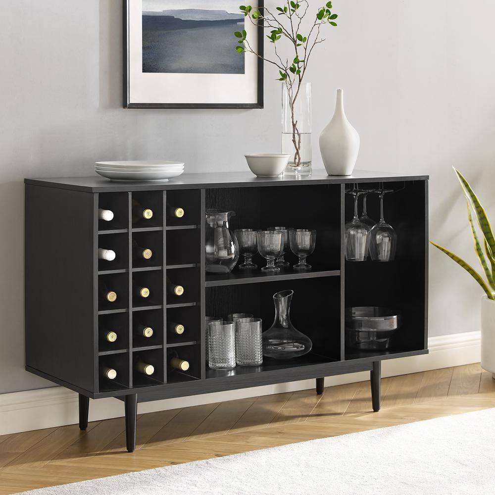 Alt View 8. Crosley Furniture - Liam Wine Rack Sideboard - Black.