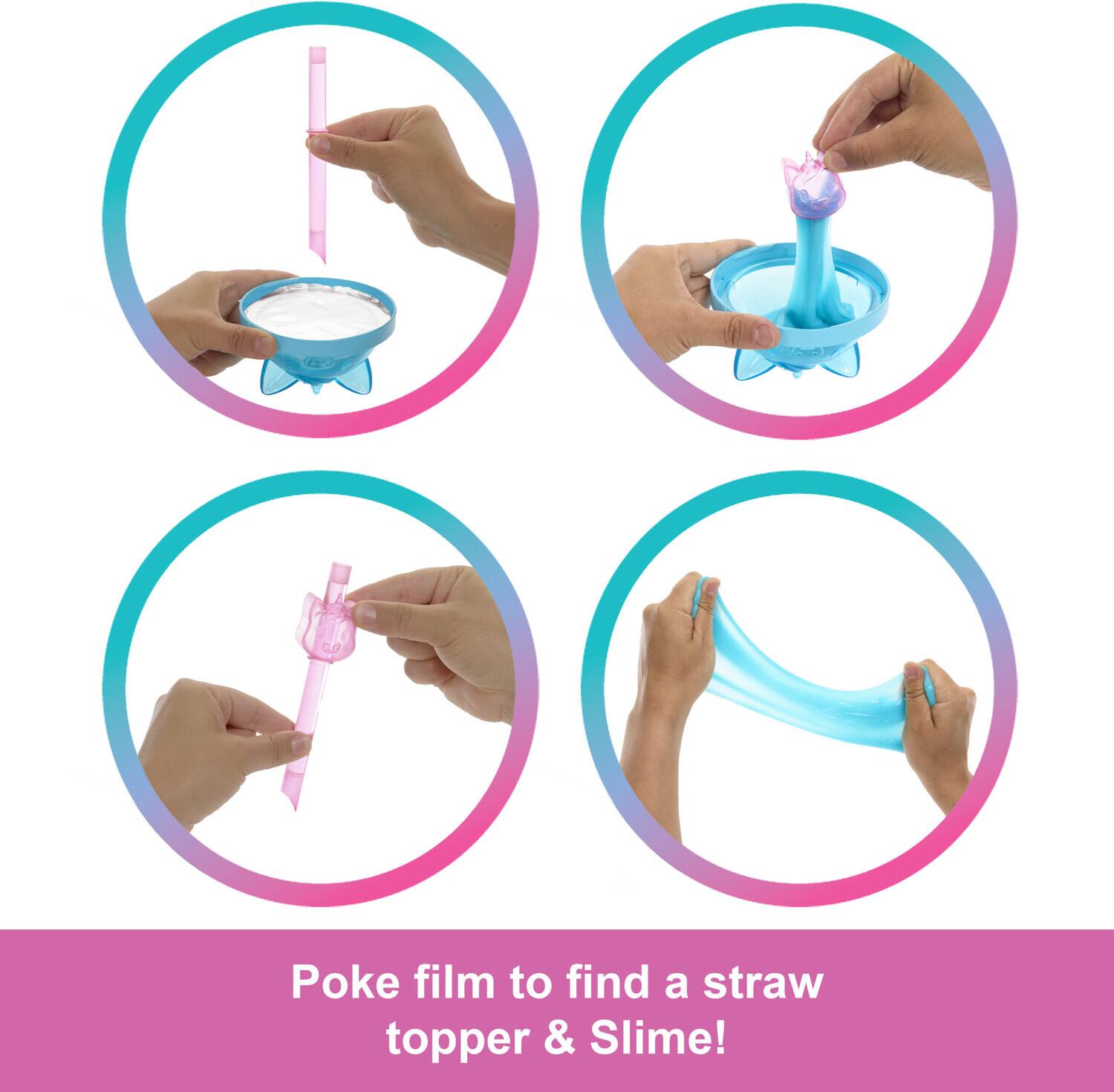 Poke film to find a straw topper & Slime!