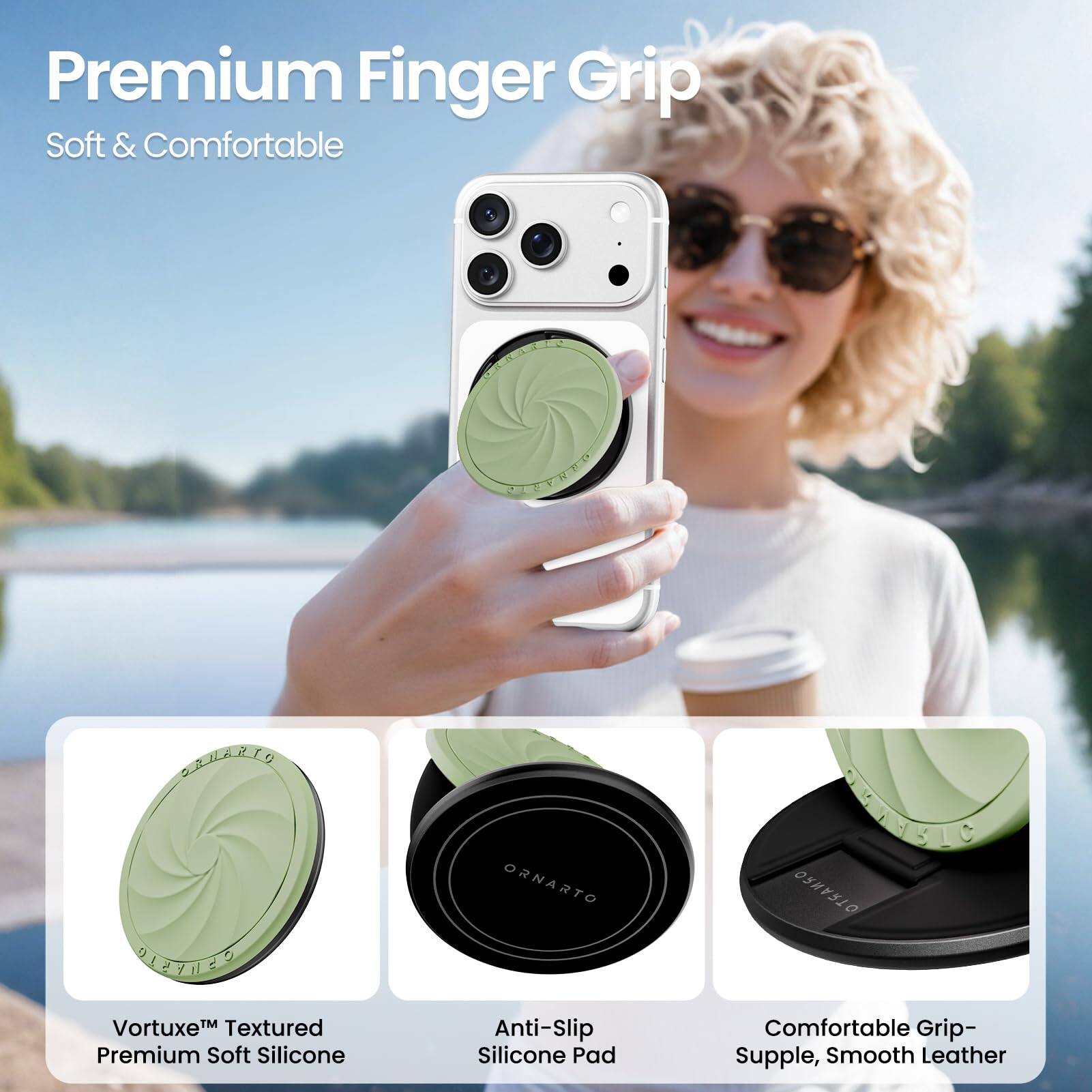 Premium Finger Grip  
Soft & Comfortable  

Vortex™ Textured Premium Soft Silicone  
Anti-Slip Silicone Pad  
Comfortable Grip - Supple, Smooth Leather