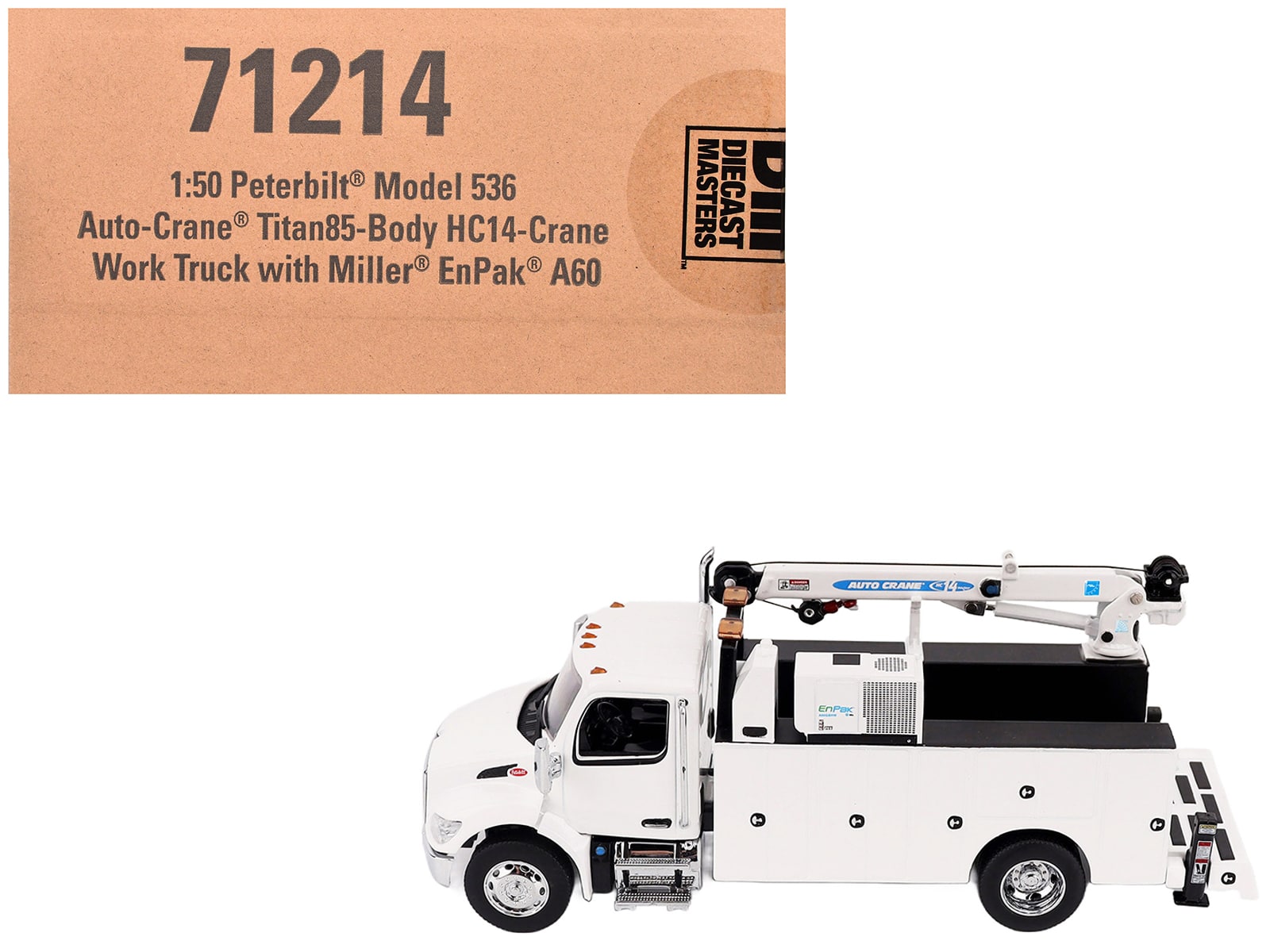 Peterbilt 536 Auto-Crane Titan85-Body HC14-Crane Work Truck with Miller EnPak White 1/50 Model by Diecast Masters price history on PriceWatchPro