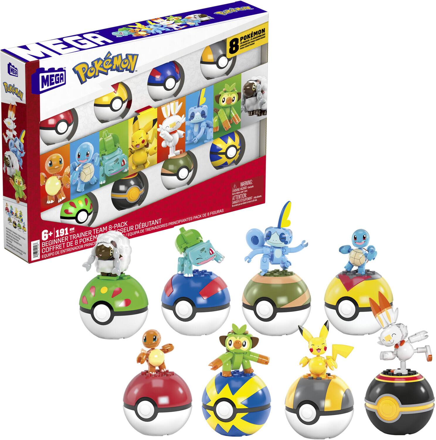 Mega Bloks - Pokemon Beginner Trainer Team 8-Pack, 191 Piece Building Toy Set - Collectibles