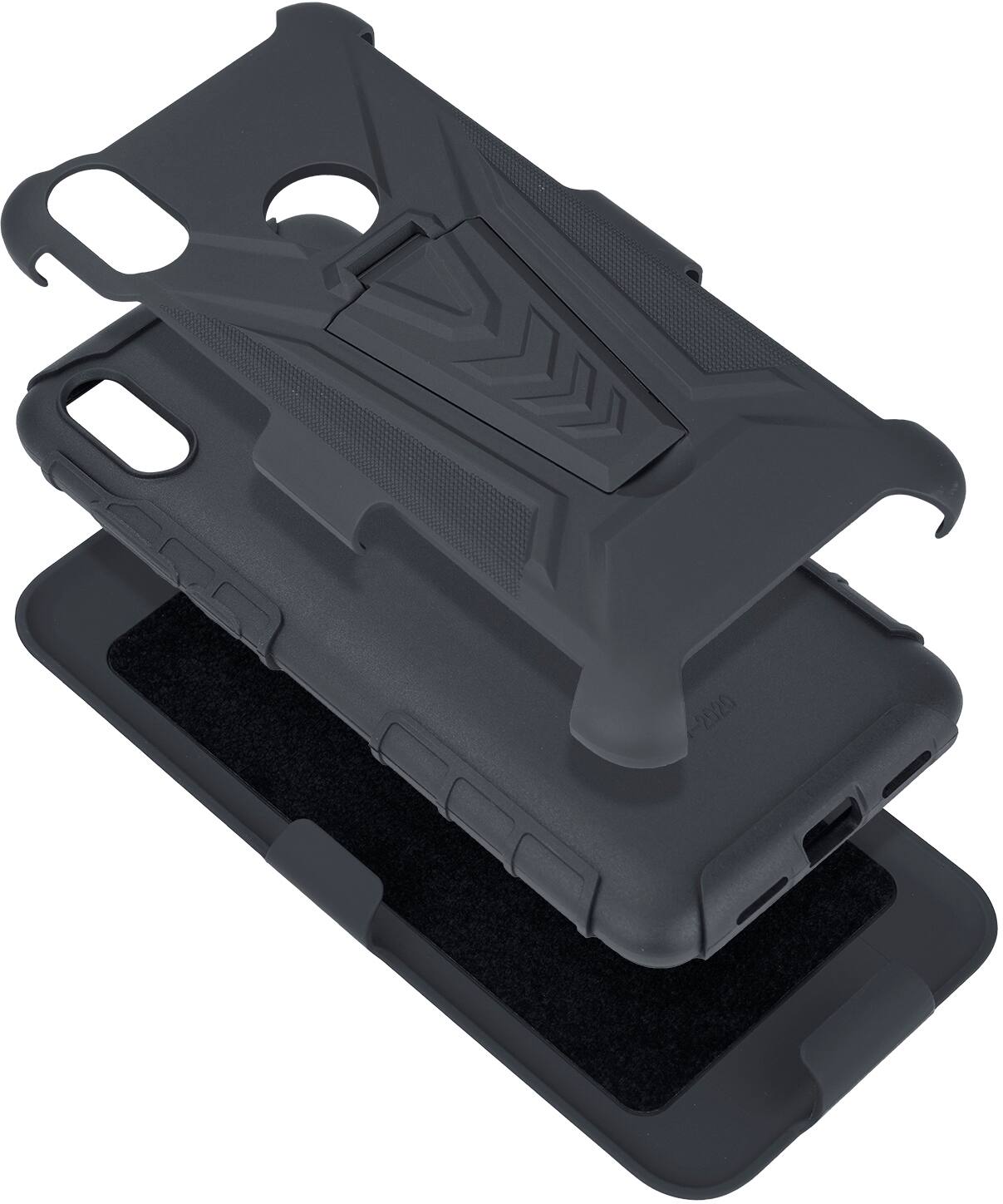 Alt View 6. Nakedcellphone - Combo for Jitterbug Smart3 - Hybrid Case and Belt Clip Holster - Black.