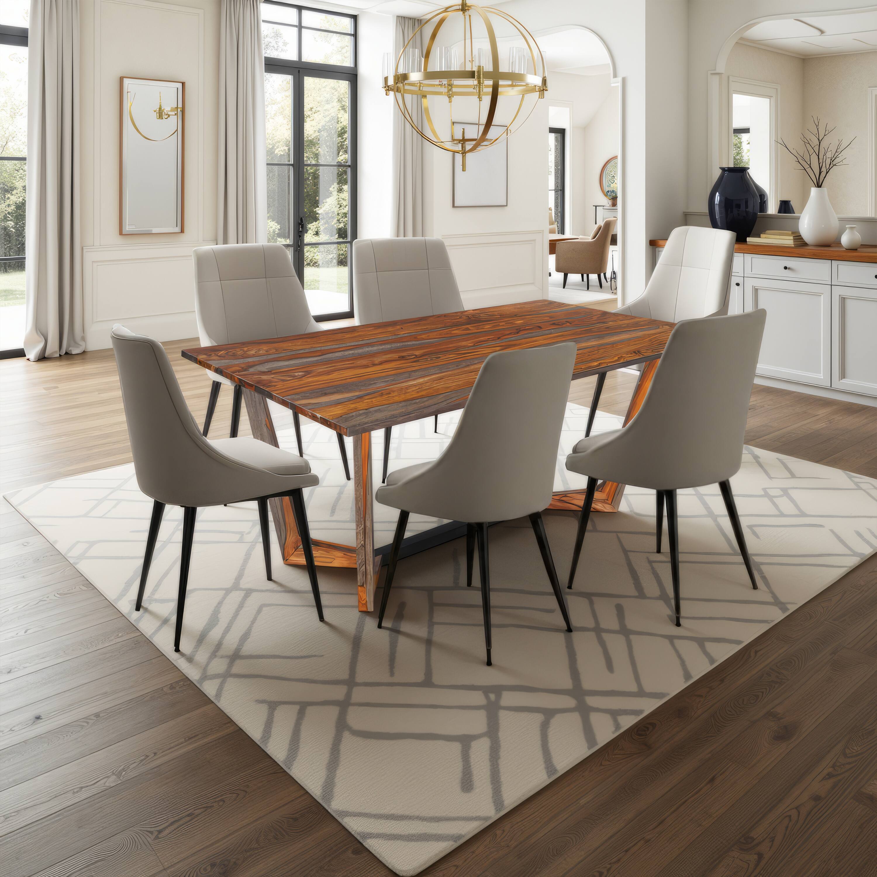 Alt View 9. Manhattan Lane - Myra 6 Seater Dining Table, 67" Rectangular Top in Walnut Brown and Antique Gray Sheesham Wood - Brown, Black.