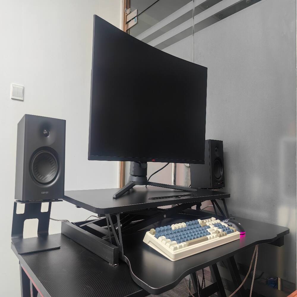 Alt View 7. Loheer - Loheer 32 Inch Standing Desk Converter Black Sit to Stand Riser Dual Monitor Adjustable Workstation - Black.