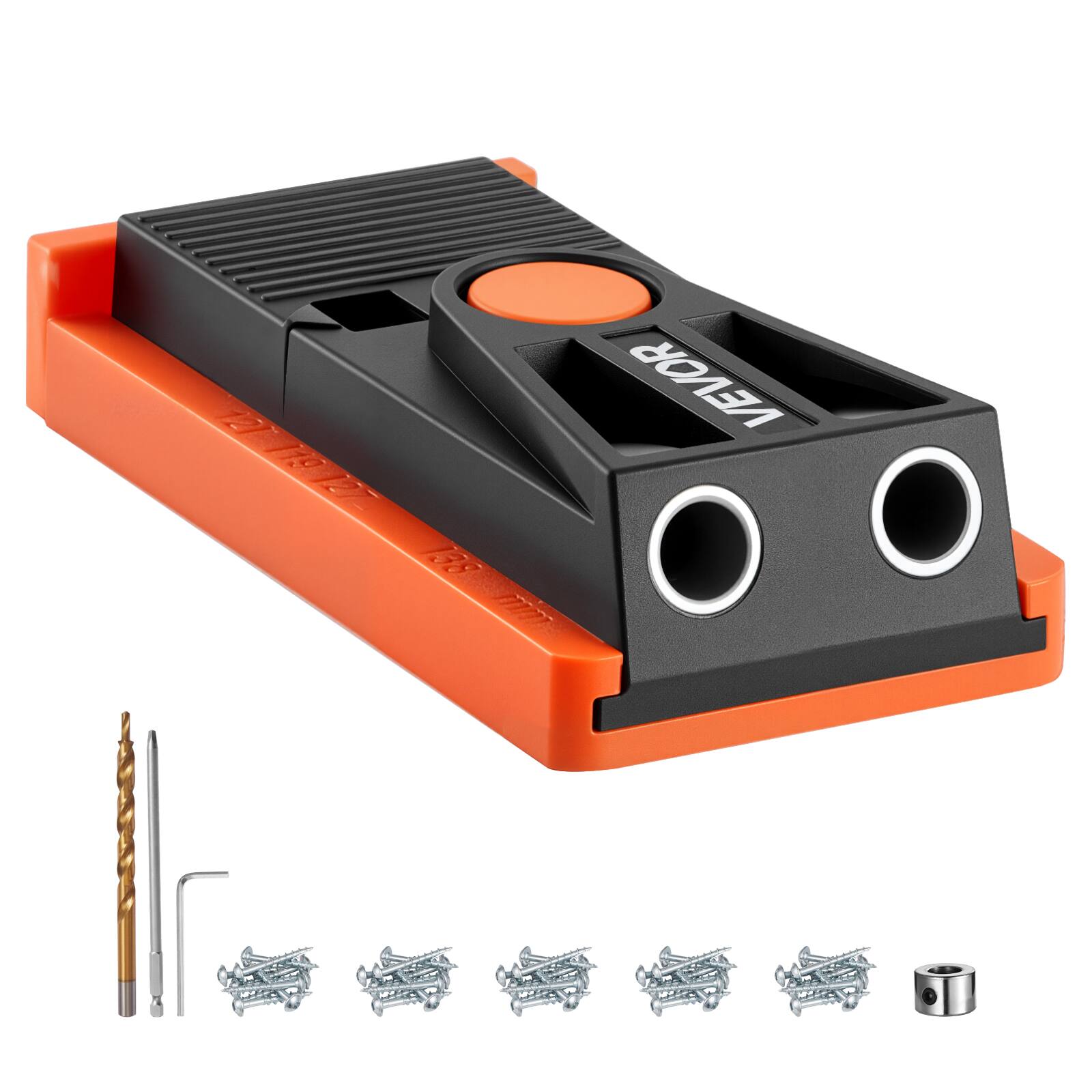 Alt View 5. VEVOR - Pocket Hole Jig Kit, 1/2 to 1-1/2 in Adjustable, Mini Jig Pocket Hole System with Step Drill, Hex Wrench - Orange.