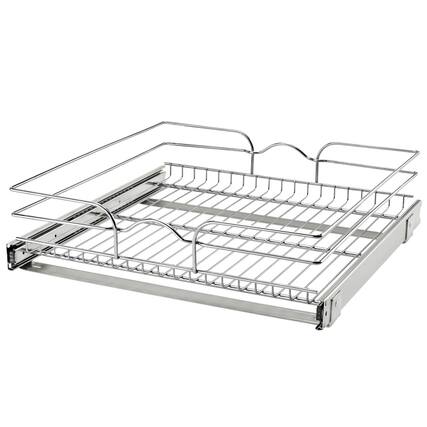 Front. Rev-A-Shelf - Rev-A-Shelf Pullout Basket Organizer for Kitchen or Vanity Cabinets, 21 x 20 In, 5WB1-2120CR-1 - Silver.
