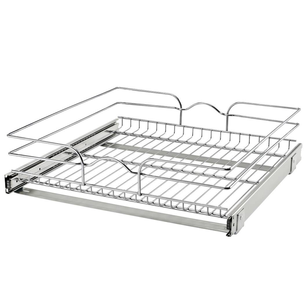 Rev-A-Shelf - Pullout Basket Organizer for Kitchen or Vanity Cabinets, 21 x 20 In, 5WB1-2120CR-1 - Silver