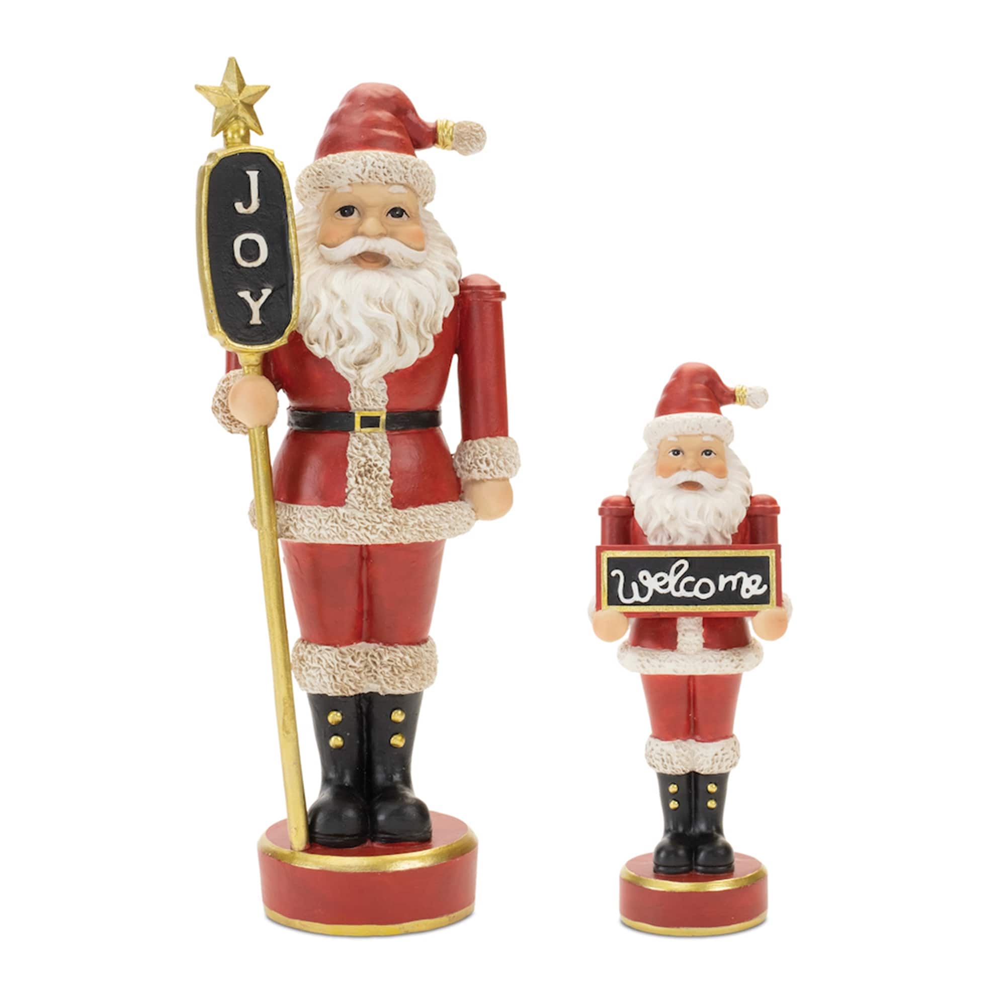 BreeBe - Santa Nutcracker Figurine with Senitment (Set of 2) - Red, White