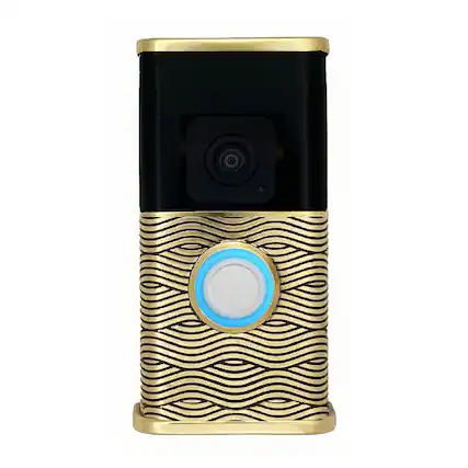 Front. Michael Healy - Waves Video Doorbell Cover (Ring 3, 3 Plus, 4, Battery Plus and Battery Pro) - Brass.