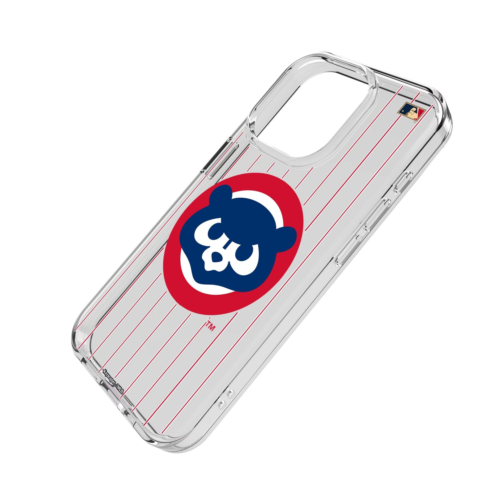 Alt View 1. Keyscaper - Chicago Cubs 1979-1998 Cooperstown Pinstripe iPhone Clear Case - 14 - Multicolor.