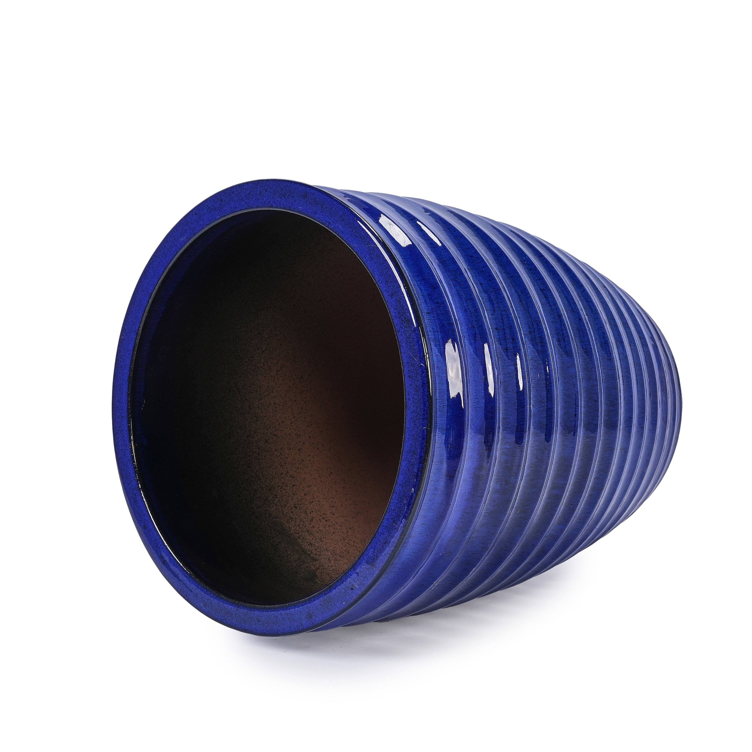 Alt View 7. Loheer - Loheer Ceramic Planter Large Blue Glazed Flower Pot Floor Standing Decorative Indoor Outdoor Garden Planter.