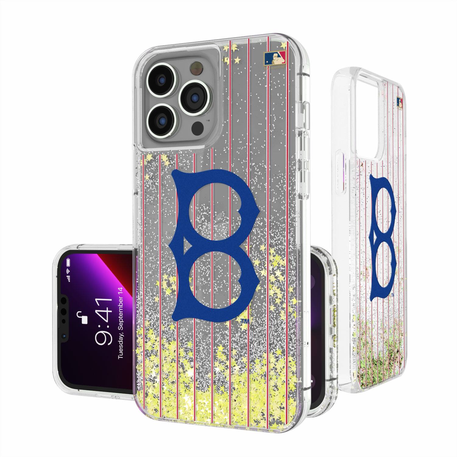 Keyscaper - Cooperstown Teams - Brooklyn Dodgers 1949-1957 Cooperstown Pinstripe iPhone Glitter Case - 13 - Multicolor