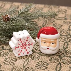 Alt View 1. BreeBe - 2/Set - Ceramic Santa & Snowflake Salt & Pepper Shakers - White, Red.