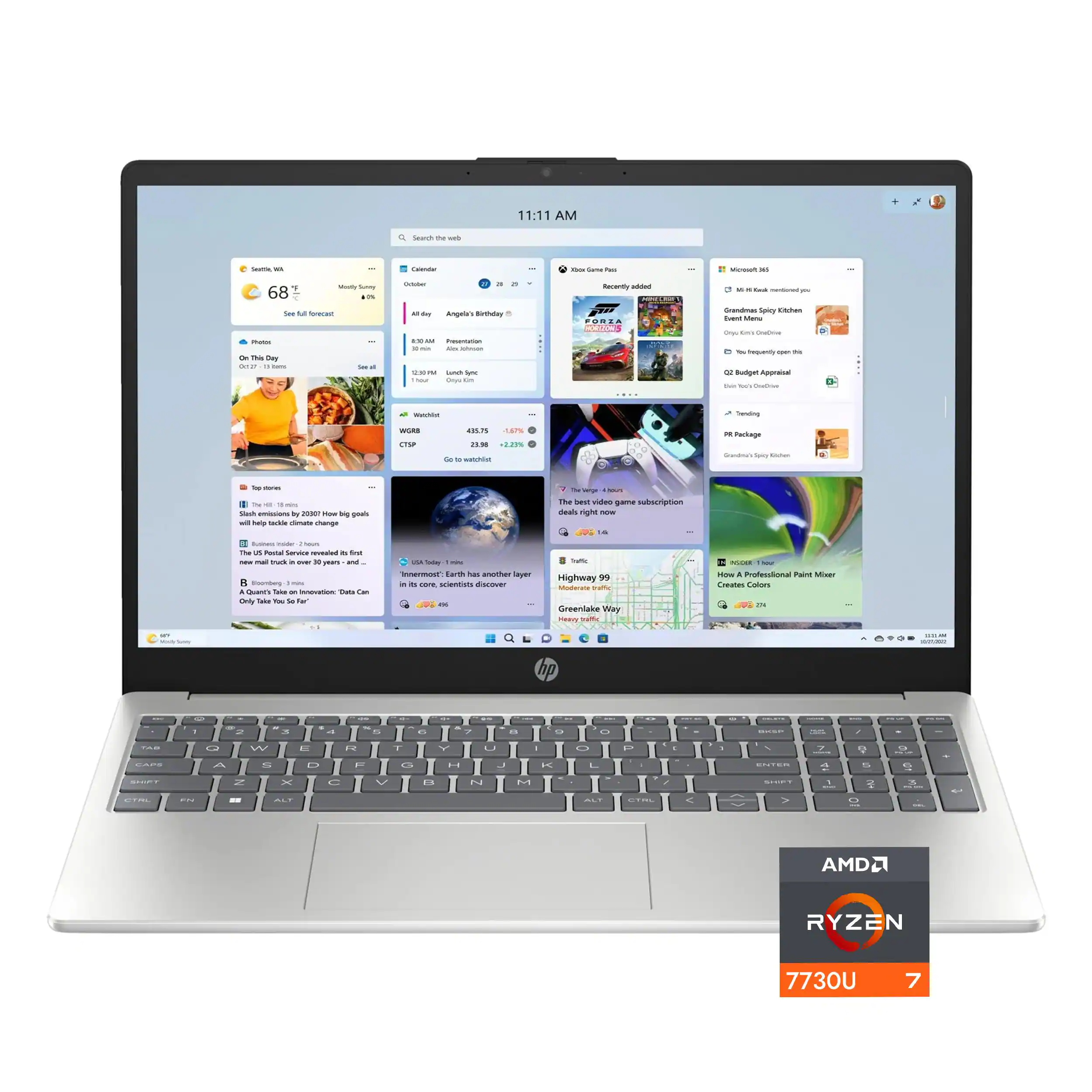 HP - 15.6" FHD Touchscreen Laptop,AMD Ryzen 7 7730U,16GB RAM,512GB SSD,AMD Radeon graphics,Win 11 Home - Silver