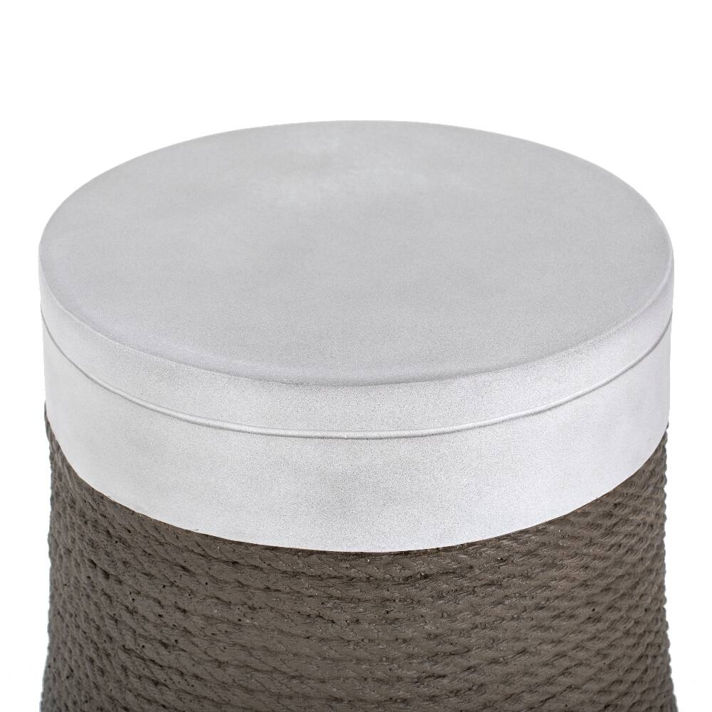 Alt View 9. Loheer - Loheer MGO Side Table Outdoor End Table Retro Woven Rope Fan-Base Accent Table Light Gray Brown - Light Gray, Brown.