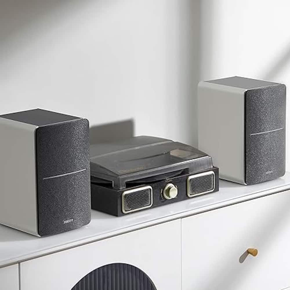 Left. Edifier - R1280DB Powered Bluetooth Bookshelf Speakers, Computer Speakers - 42W RMS Optical Input - Wireless Studio Monitors - White.