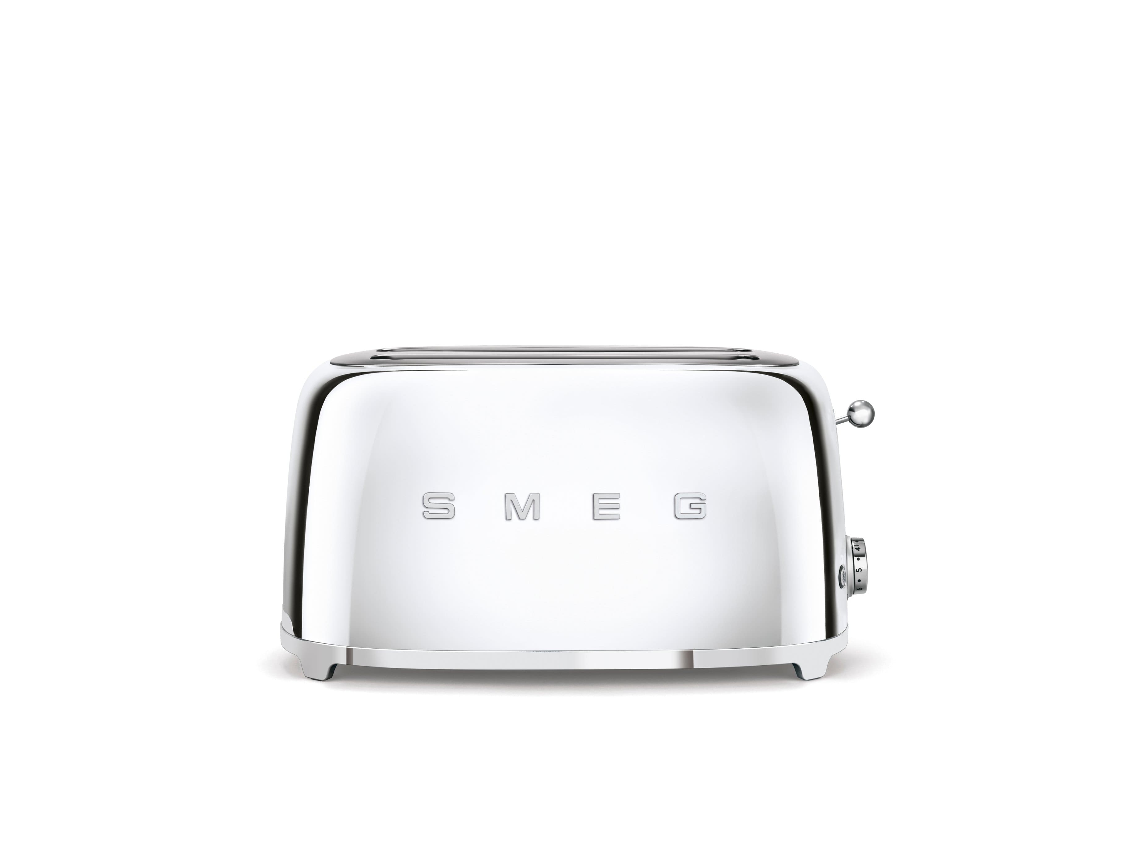 SMEG - TSF02 4-Slice Long Wide-Slot Toaster - Stainless Steel - Front_Zoom
