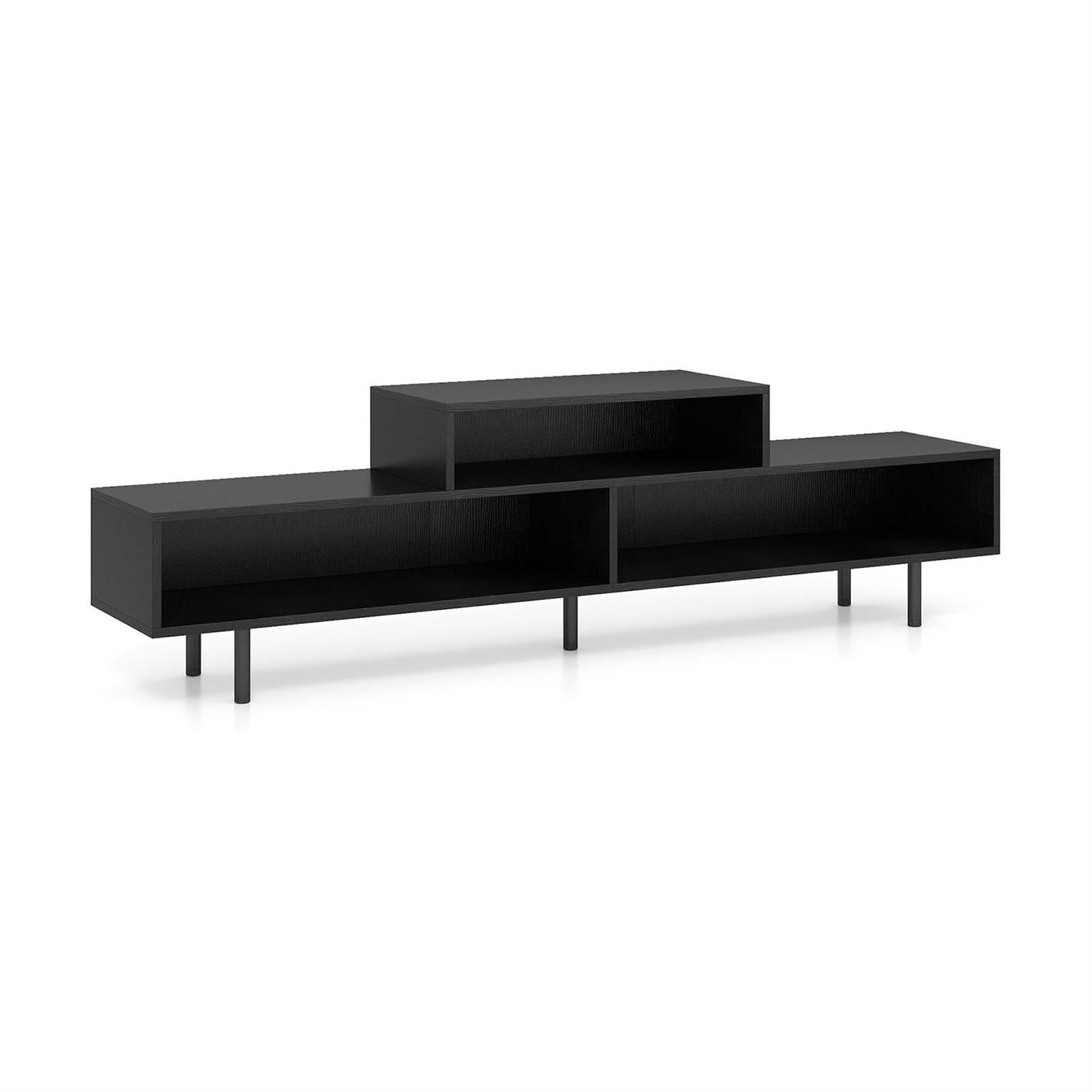 Alt View 1. Pefilos - 3-Cubby Open Storage TV Stand, 70" TV Compatible, Open Compartments Design, Black TV Cabinet - Black.
