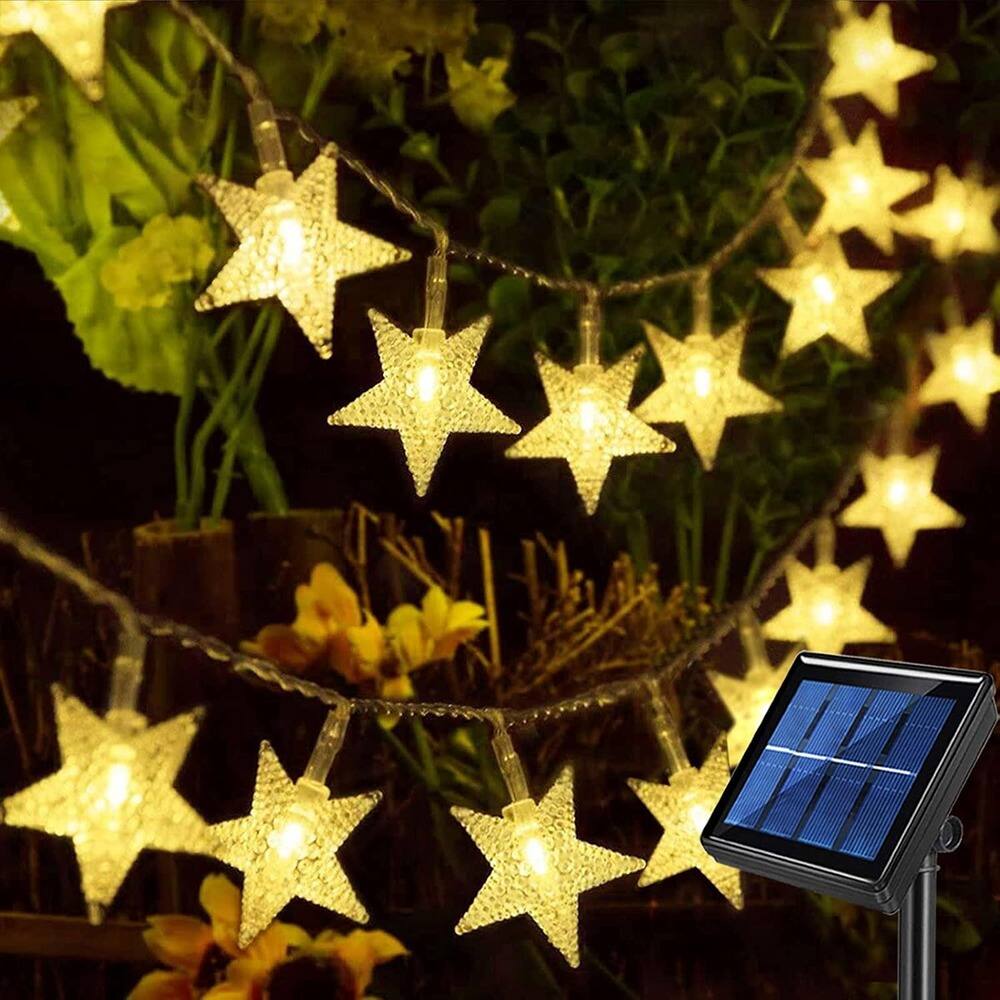 Front. Schertz - 30FT 50 LED Solar String Lights, Waterproof Outdoor Star Lights with 8 Modes, Warm White Christmas Lights for Garden, Pa - warm white.
