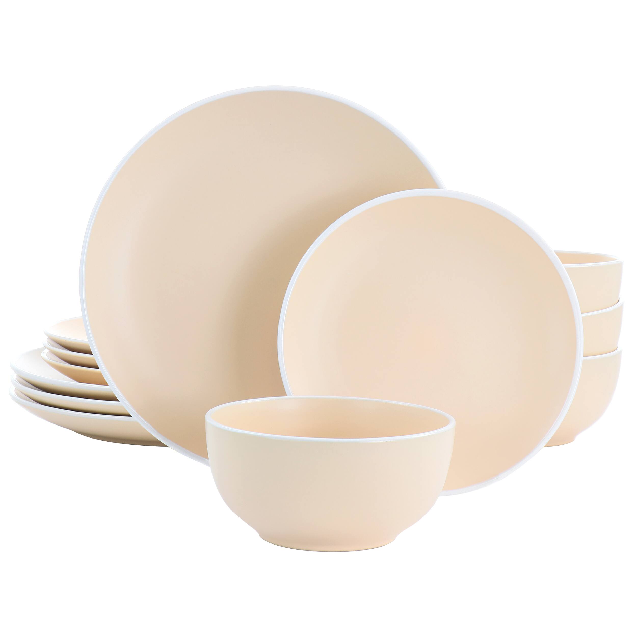 Front. Spice By Tia Mowry - Spice by Tia Mowry Creamy Tahini 12 Piece Stoneware Dinnerware Set in Matte Orange - Orange.