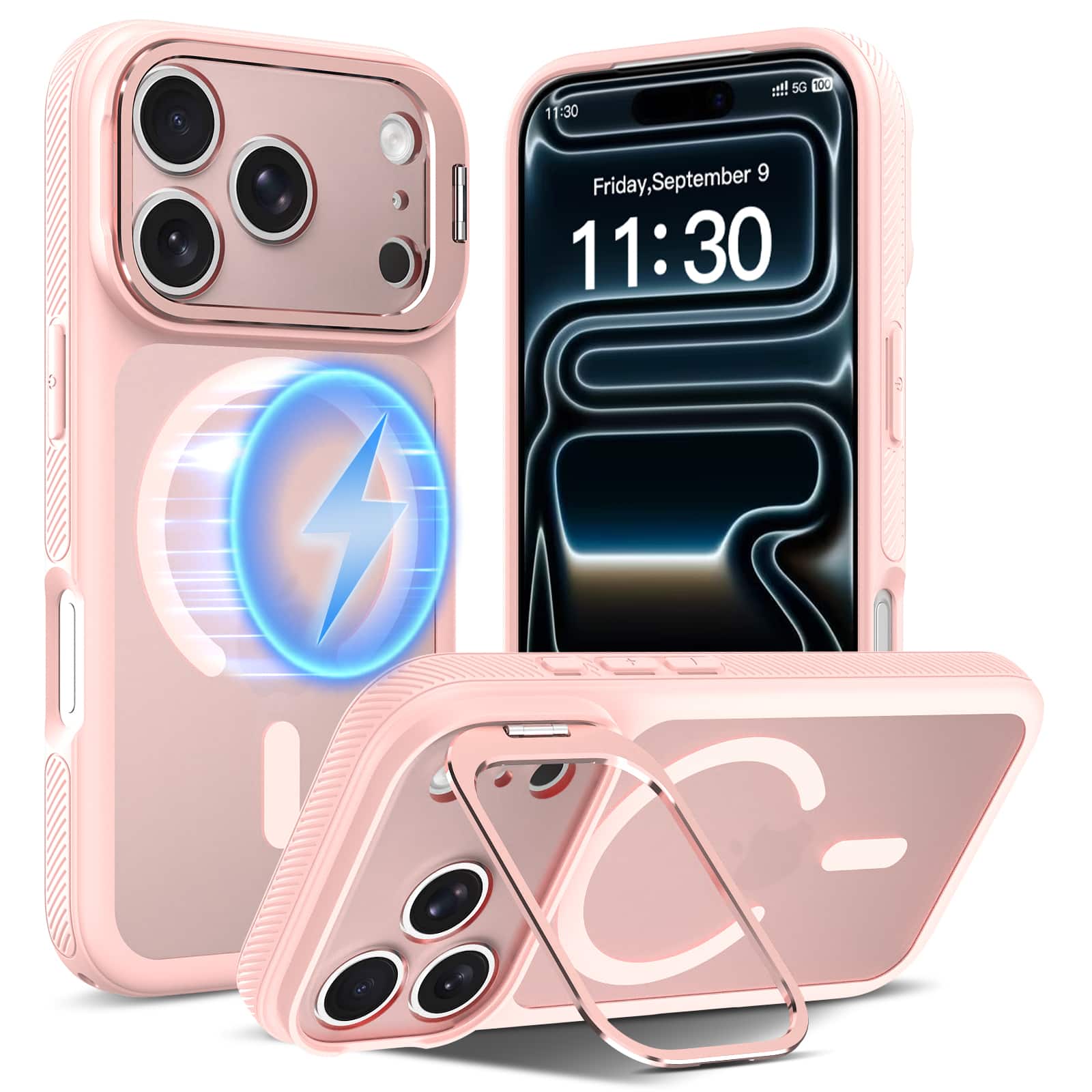Dteck - Magnetic Case for Apple iPhone 17 Pro Max, Compatible with MagSafe, Matte Translucent Back Cover with Kickstand - Pink price history on PriceWatchPro