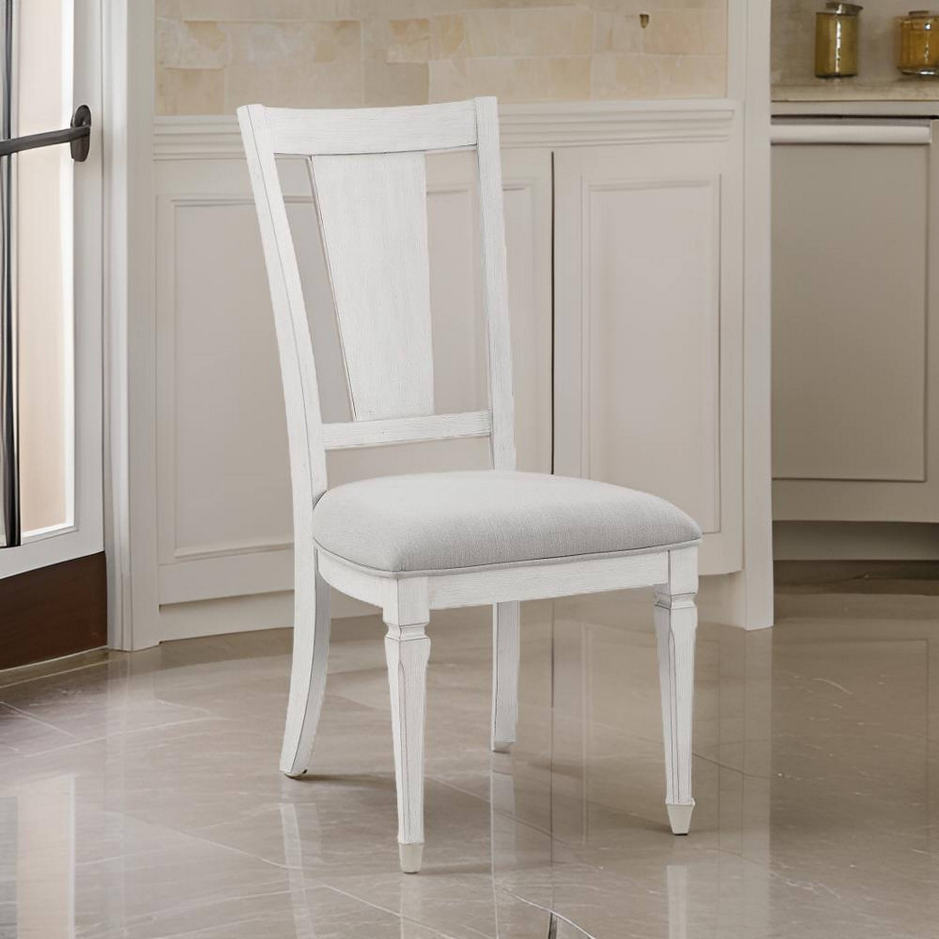Alt View 5. Manhattan Lane - Kate 24 Inch Side Dining Chair Set of 2, Light Gray Linen, White Wood Frame - Gray, White.