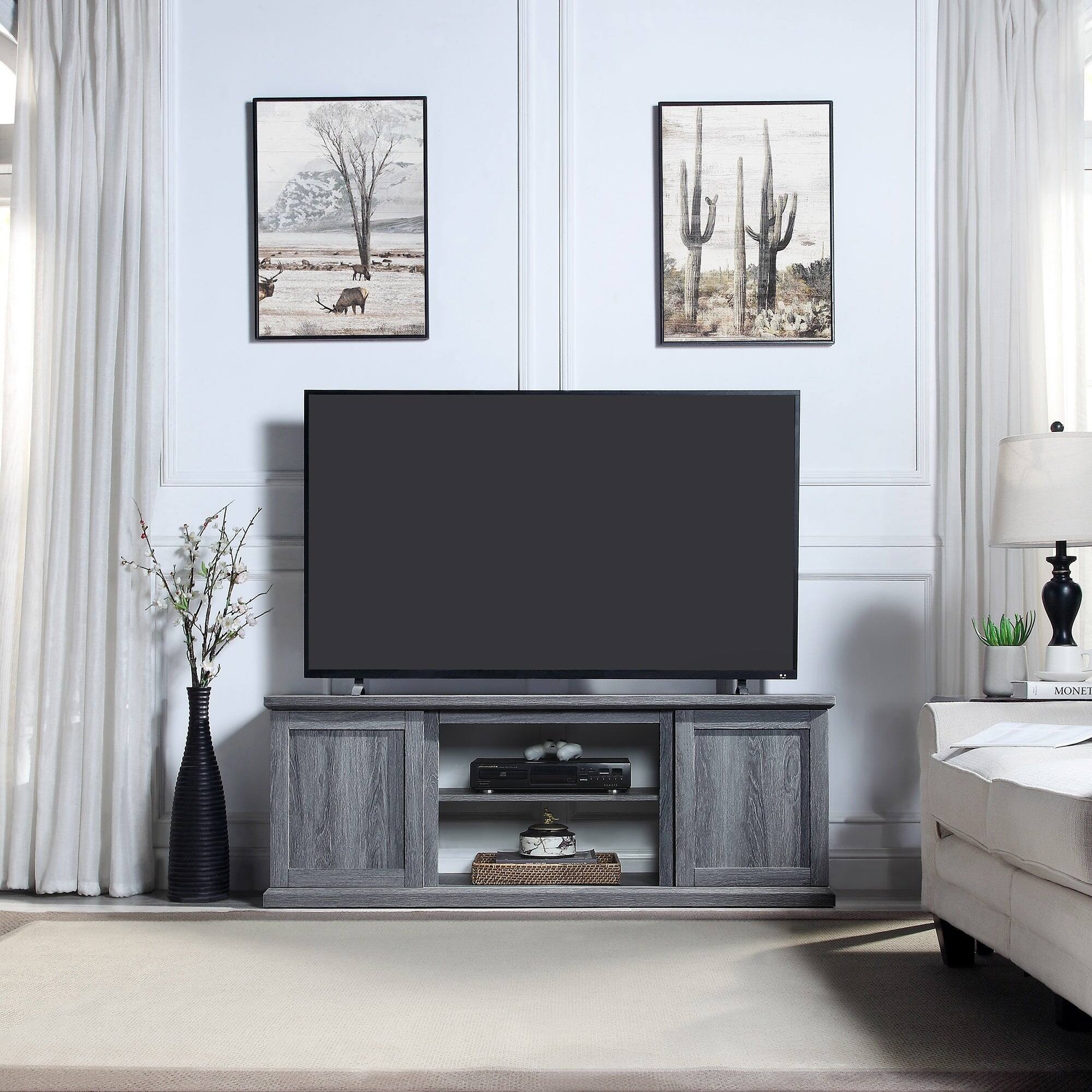 Left. Manhattan Comfort - Franklin Modern Farmhouse 60" TV Stand in Gray - Gray.