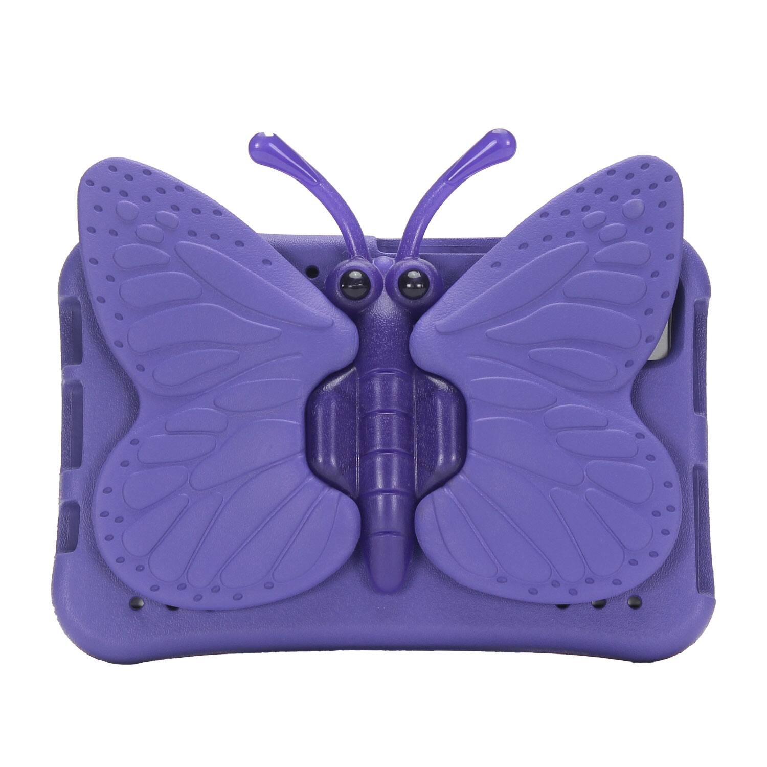Angle. Dteck - Kids Butterfly Case for Samsung Galaxy Tab A9 8.7" 2023 & Tab A7 Lite 8.7" 2021,3D Cartoon EVA Shockproof Stand Cover - Purple.