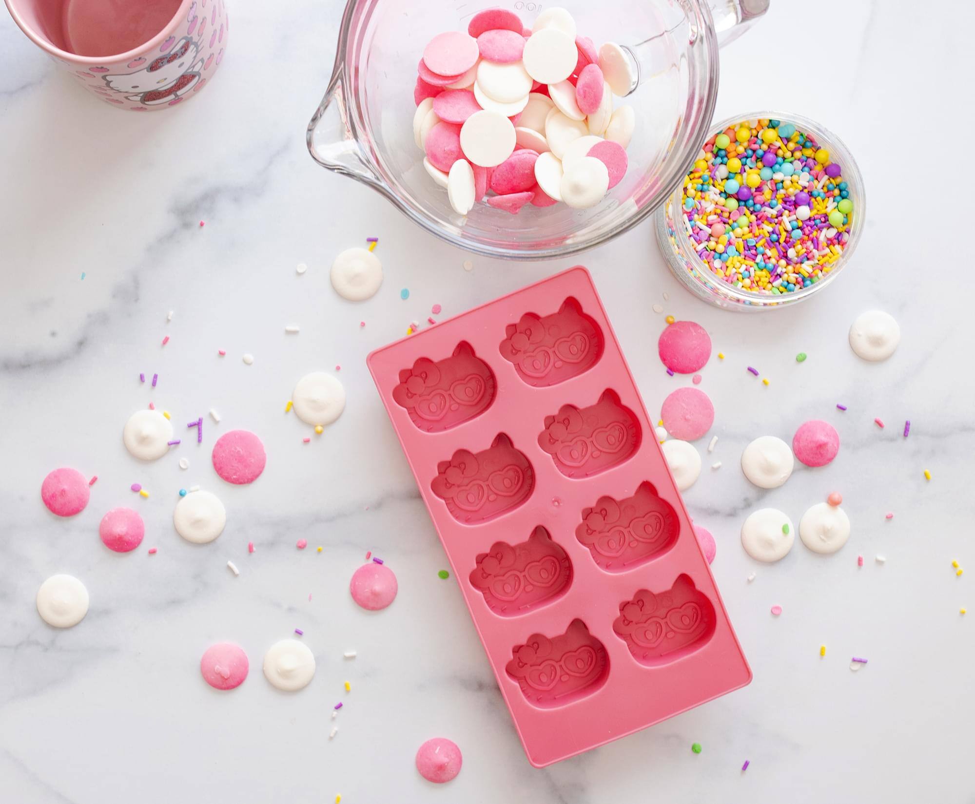Alt View 10. Silver Buffalo - Sanrio Hello Kitty Hearts Silicone Ice Cube Tray | Makes 8 Cubes - Pink.