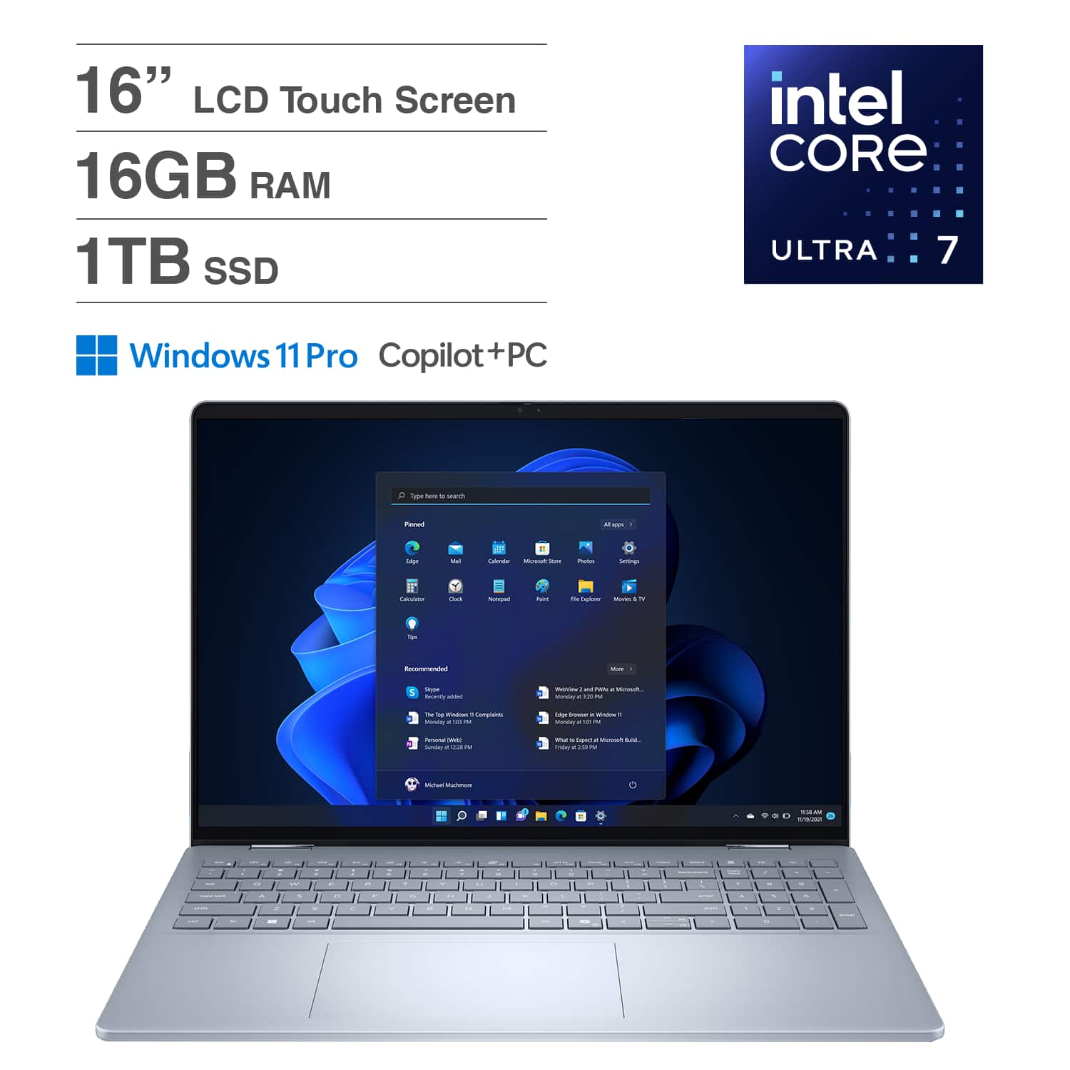 Dell 16 2 in 1 Laptop 16.0 WUXGA Display (Intel Ultra 7 256V, 16GB