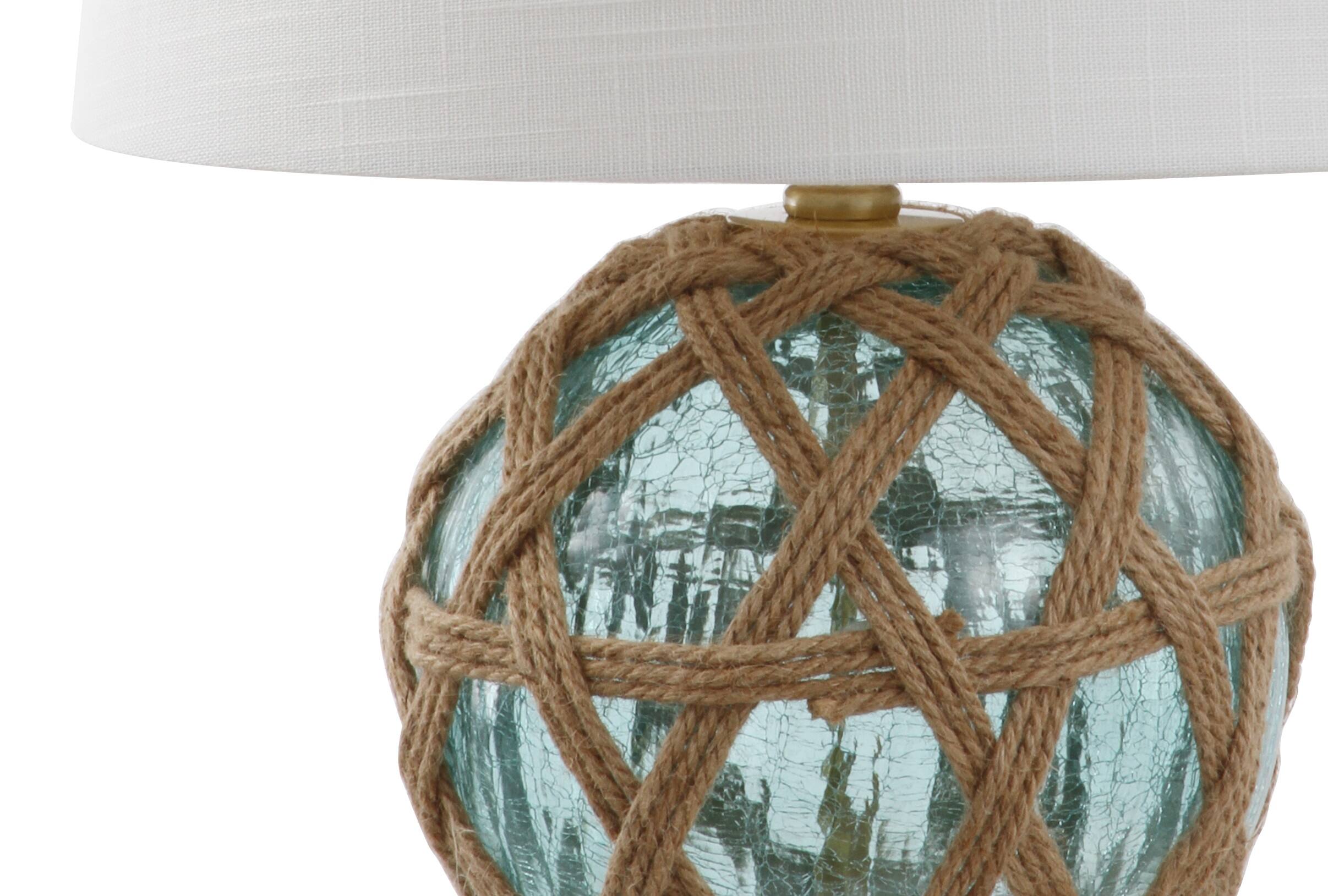 Alt View 4. Jonathan Y - Andrews 21.5" LED Glass/Rope Table Lamp, Brown/Aqua - Aqua.