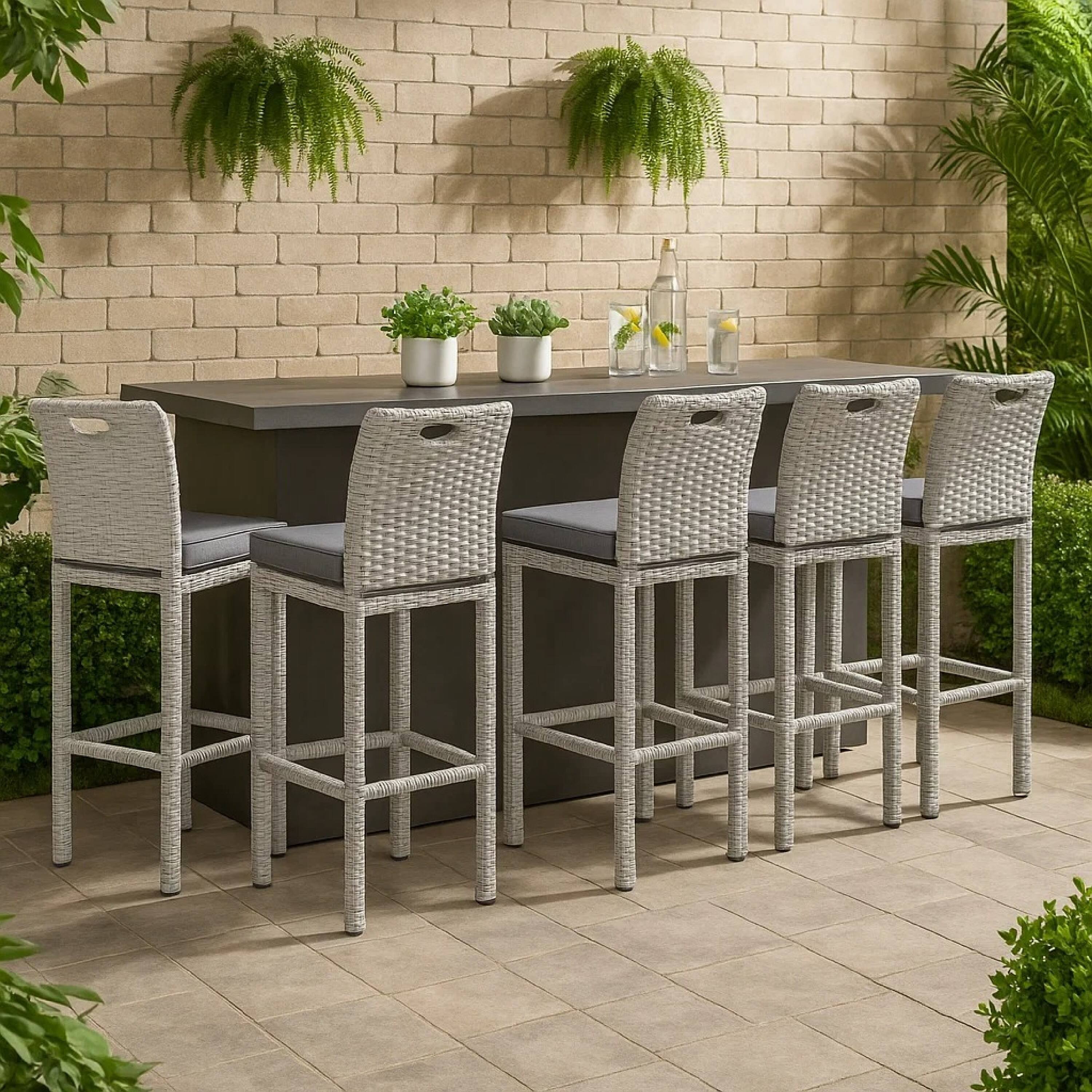 Alt View 5. Manhattan Lane - Mio Barstool Chair Set of 6, Thick Seat Cushion - Gray.